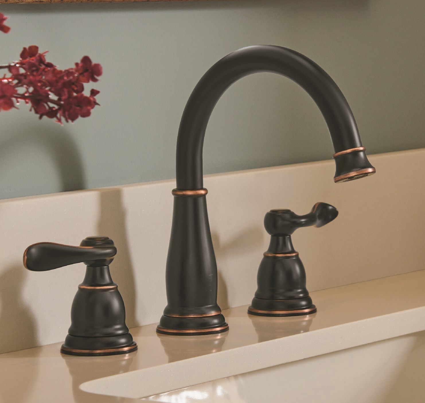 slide 1 of 6, Delta Windemere Oil Rubbed Bronze Widespread 2-handle WaterSense Mid-arc Residential Handle Bathroom Sink Faucet with Drain, 1 ct