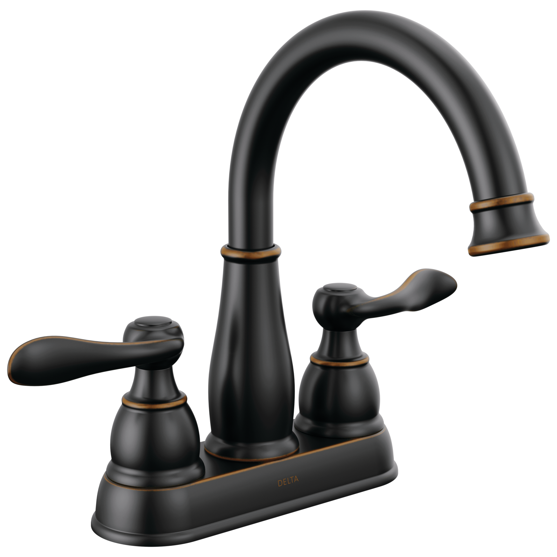 slide 2 of 6, Delta Windemere Oil Rubbed Bronze 4-in centerset 2-handle WaterSense Mid-arc Residential Handle Bathroom Sink Faucet with Drain, 1 ct