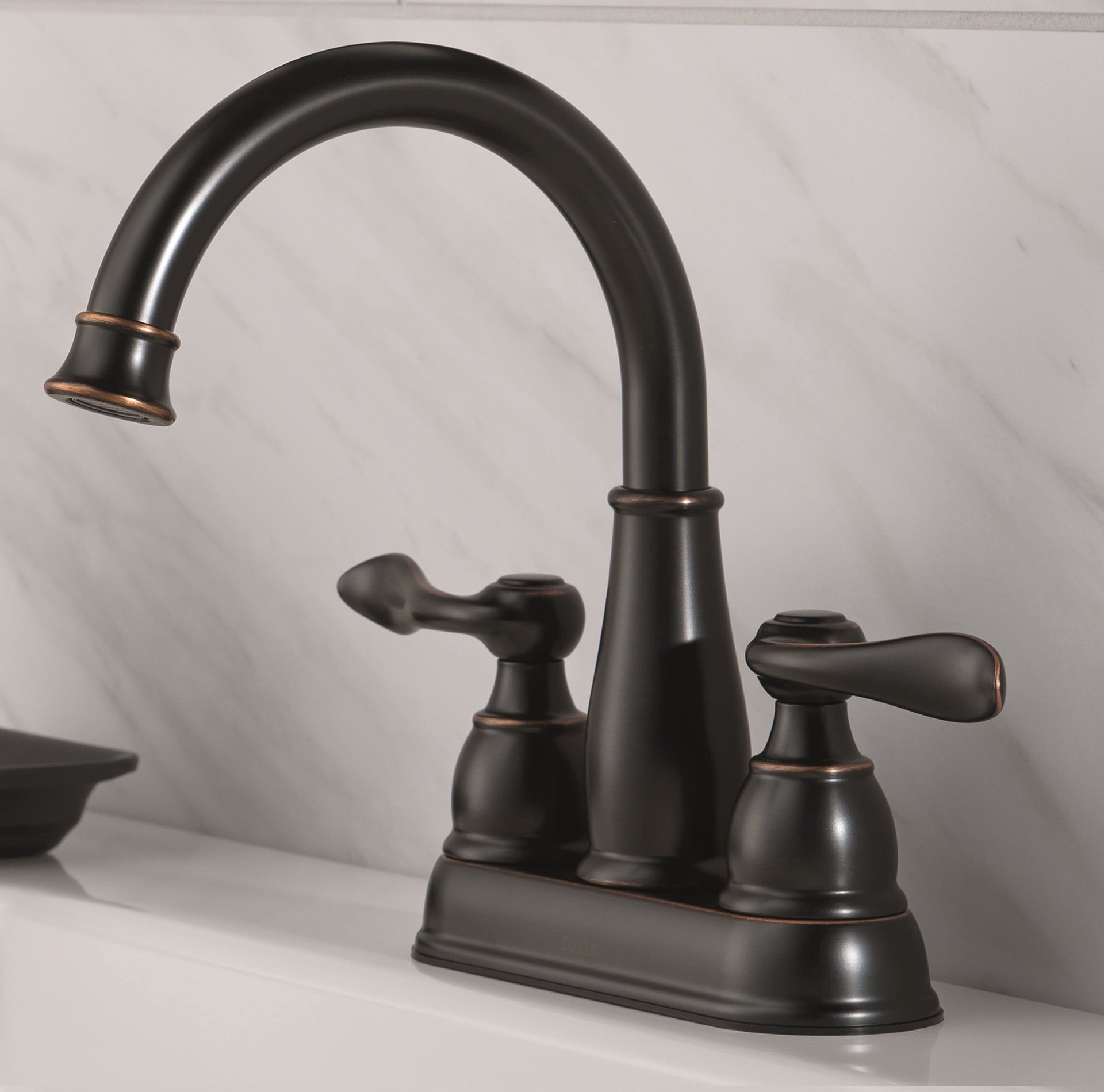 slide 1 of 6, Delta Windemere Oil Rubbed Bronze 4-in centerset 2-handle WaterSense Mid-arc Residential Handle Bathroom Sink Faucet with Drain, 1 ct