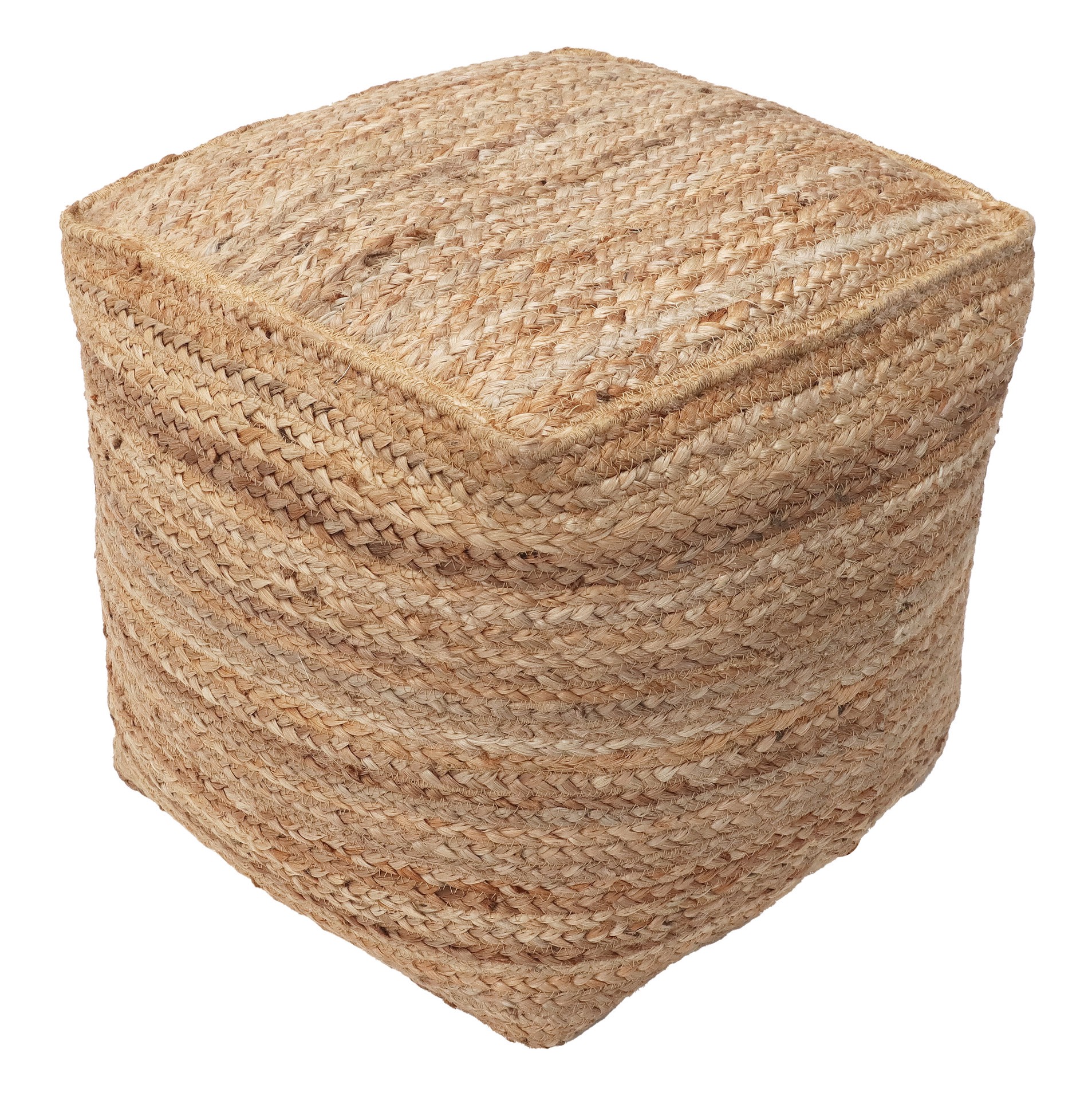 slide 1 of 6, allen + roth Coastal Natural Jute Pouf Ottoman, 1 ct