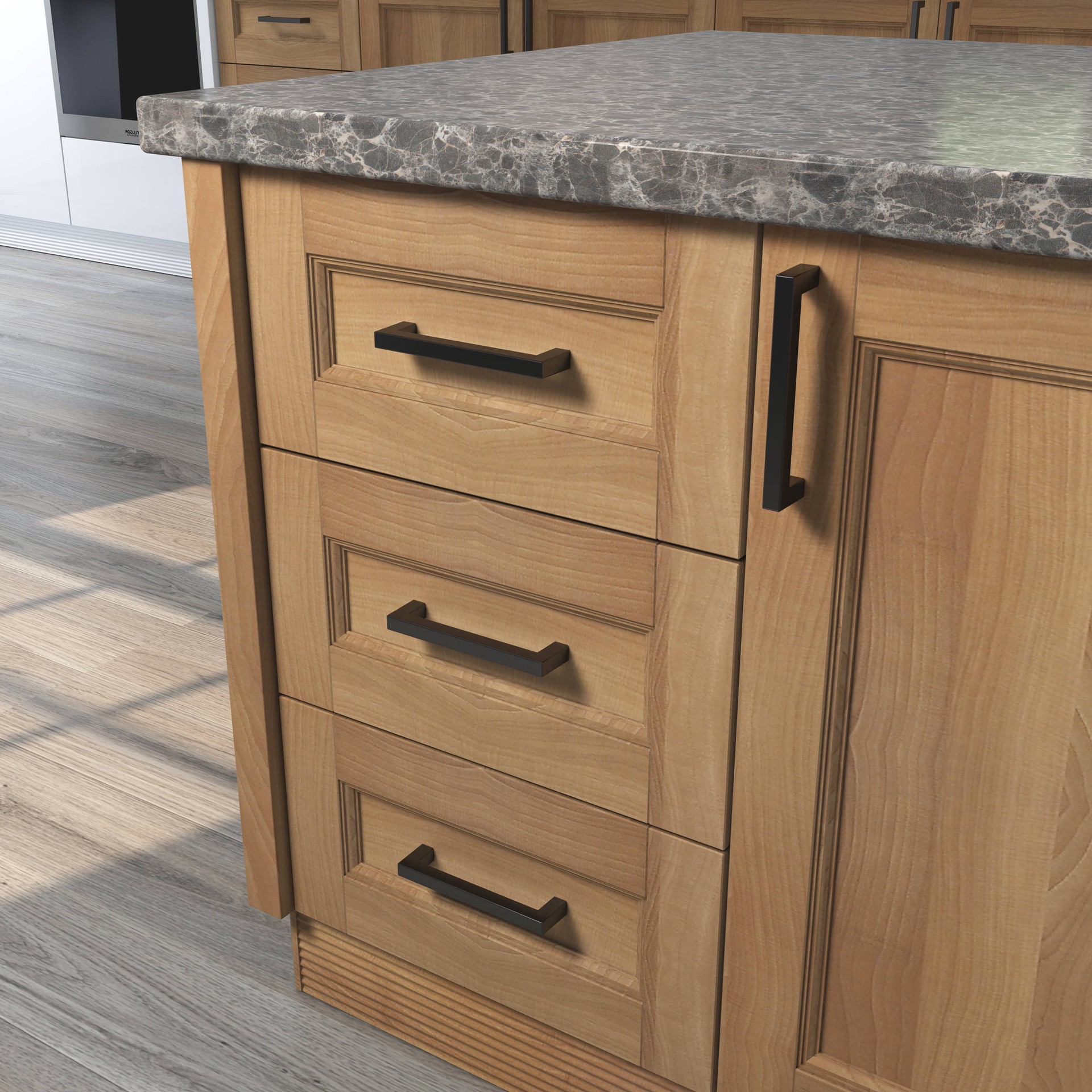 slide 4 of 6, Origin 21 5-1/16-in , 128mm Center to Center Matte black Square Handle Drawer Pull 6 -Pack, 1 ct