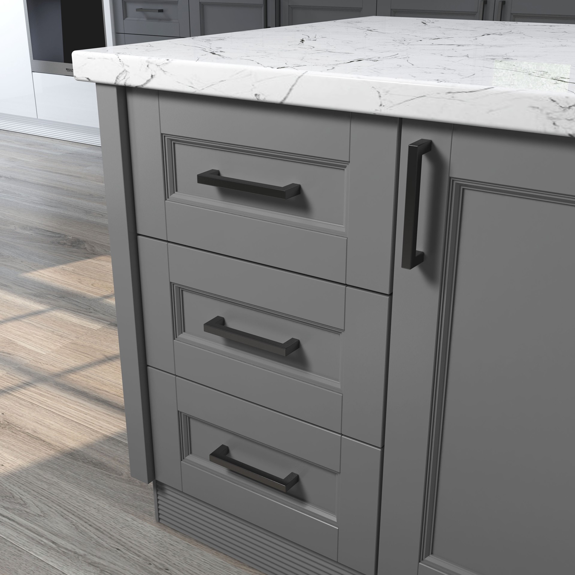 slide 5 of 6, Origin 21 5-1/16-in , 128mm Center to Center Matte black Square Handle Drawer Pull 6 -Pack, 1 ct