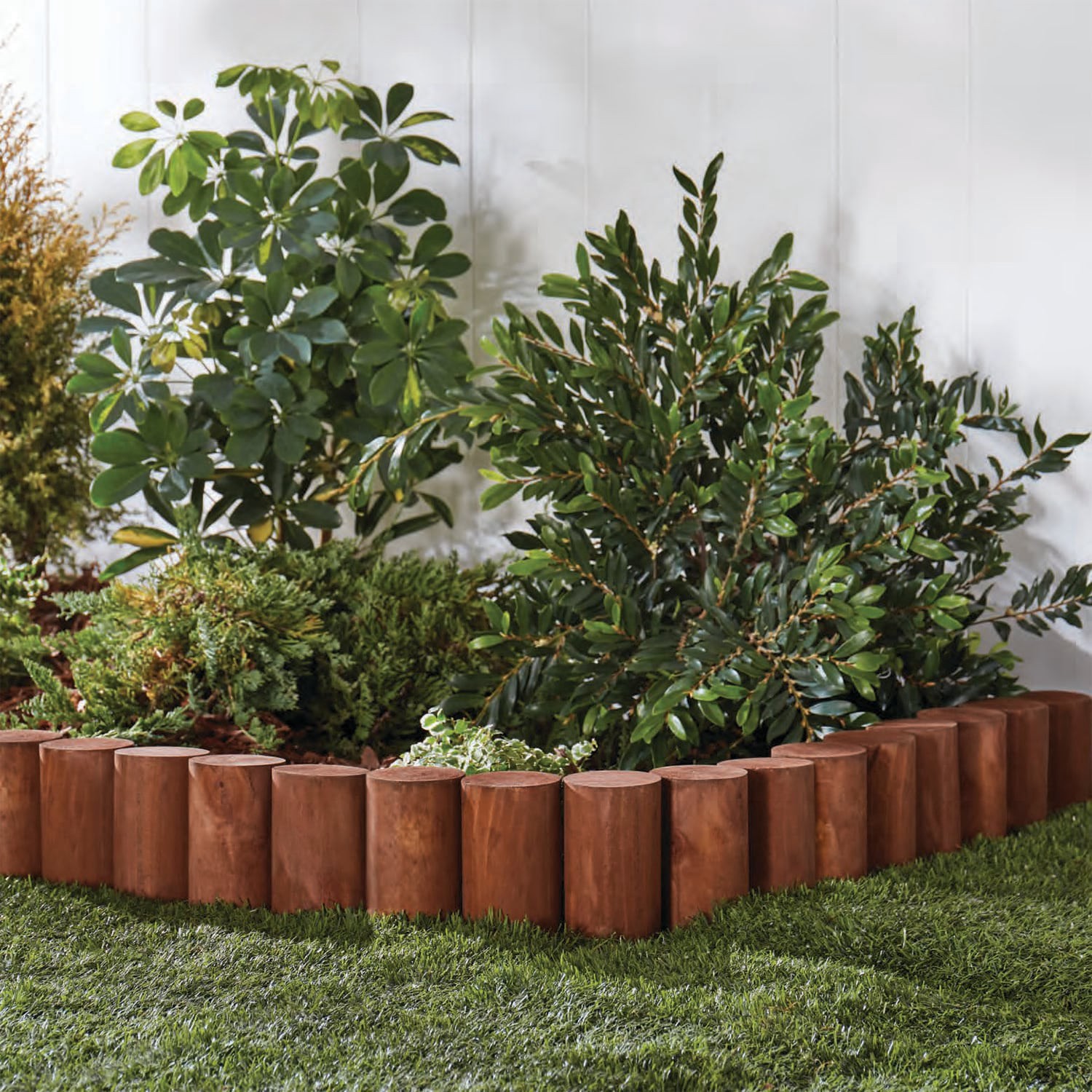 slide 5 of 6, Style Selections 1.25-ft x 5-in Brown Wood Landscape edging section with stakes, 1 ct