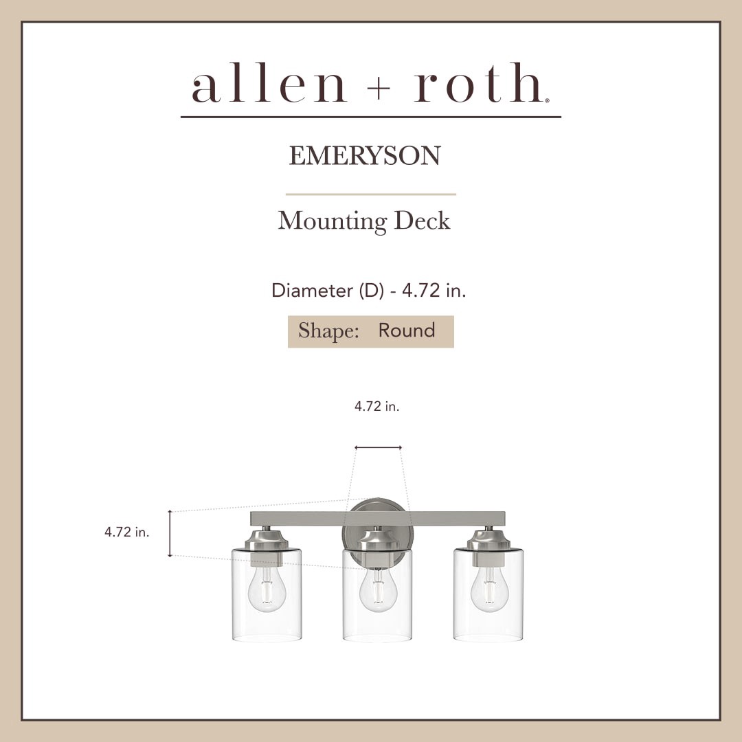 slide 4 of 6, allen + roth Emeryson 17.75-in 3 -Light Brushed Nickel Transitional Vanity light, 1 ct
