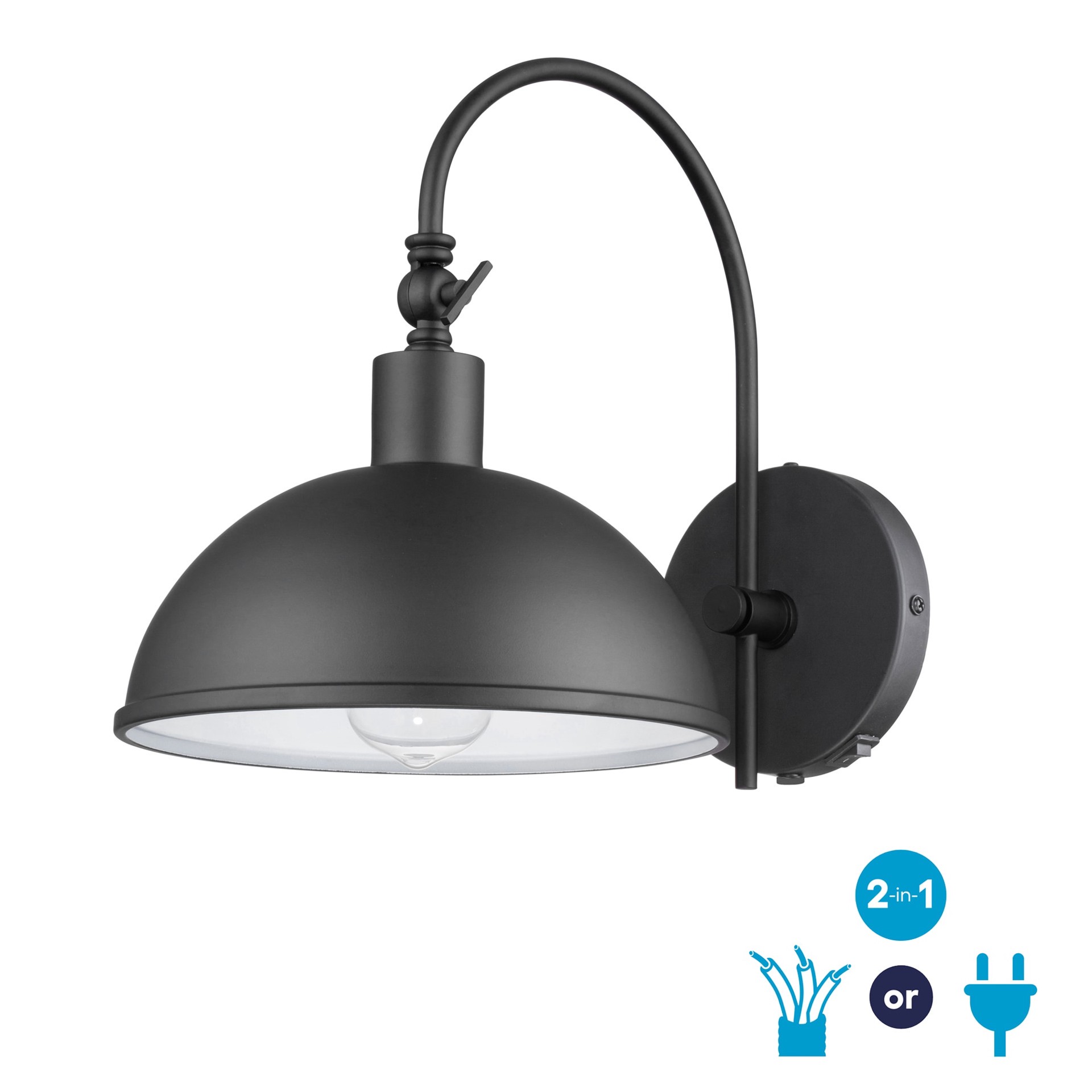 slide 1 of 6, allen + roth Wayton 9-in W 1 -Light Matte Black Wall Sconce, 1 ct