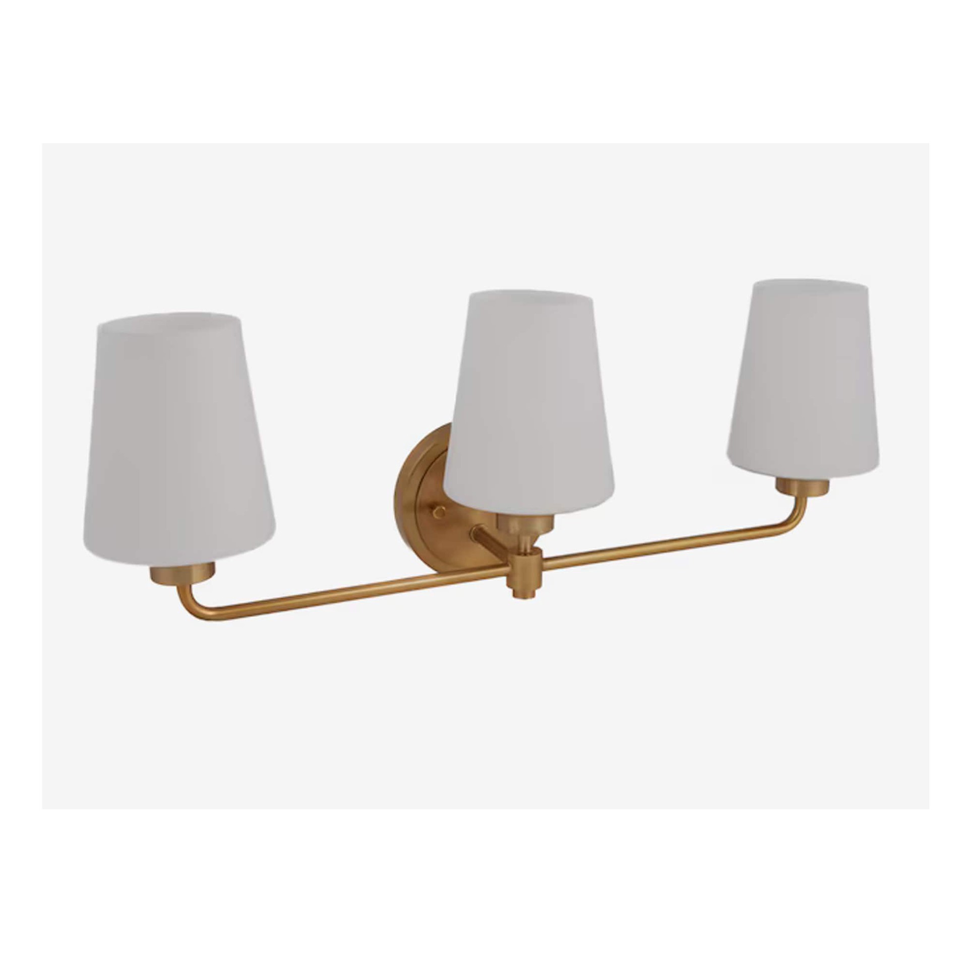 slide 4 of 6, allen + roth Goldson 22.5-in 3 -Light Brushed Gold Transitional Vanity light bar, 1 ct