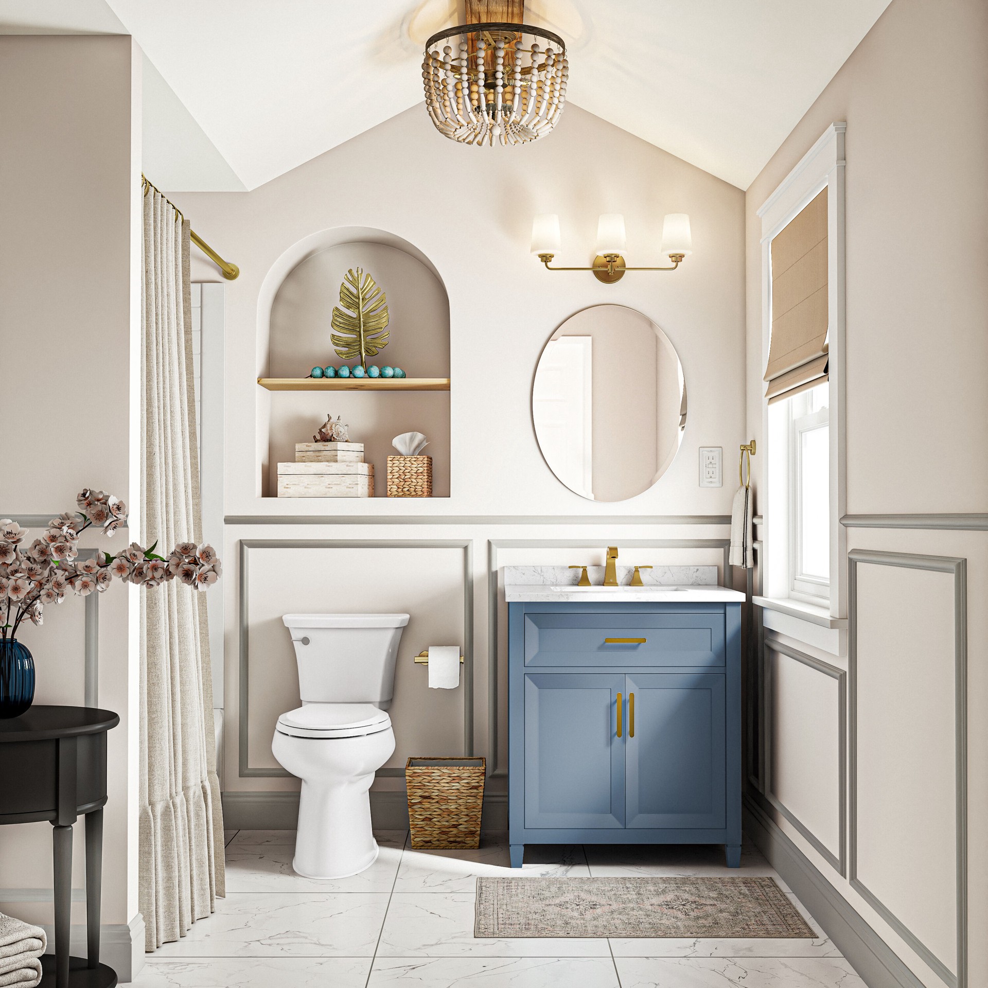 slide 6 of 6, allen + roth Goldson 22.5-in 3 -Light Brushed Gold Transitional Vanity light bar, 1 ct