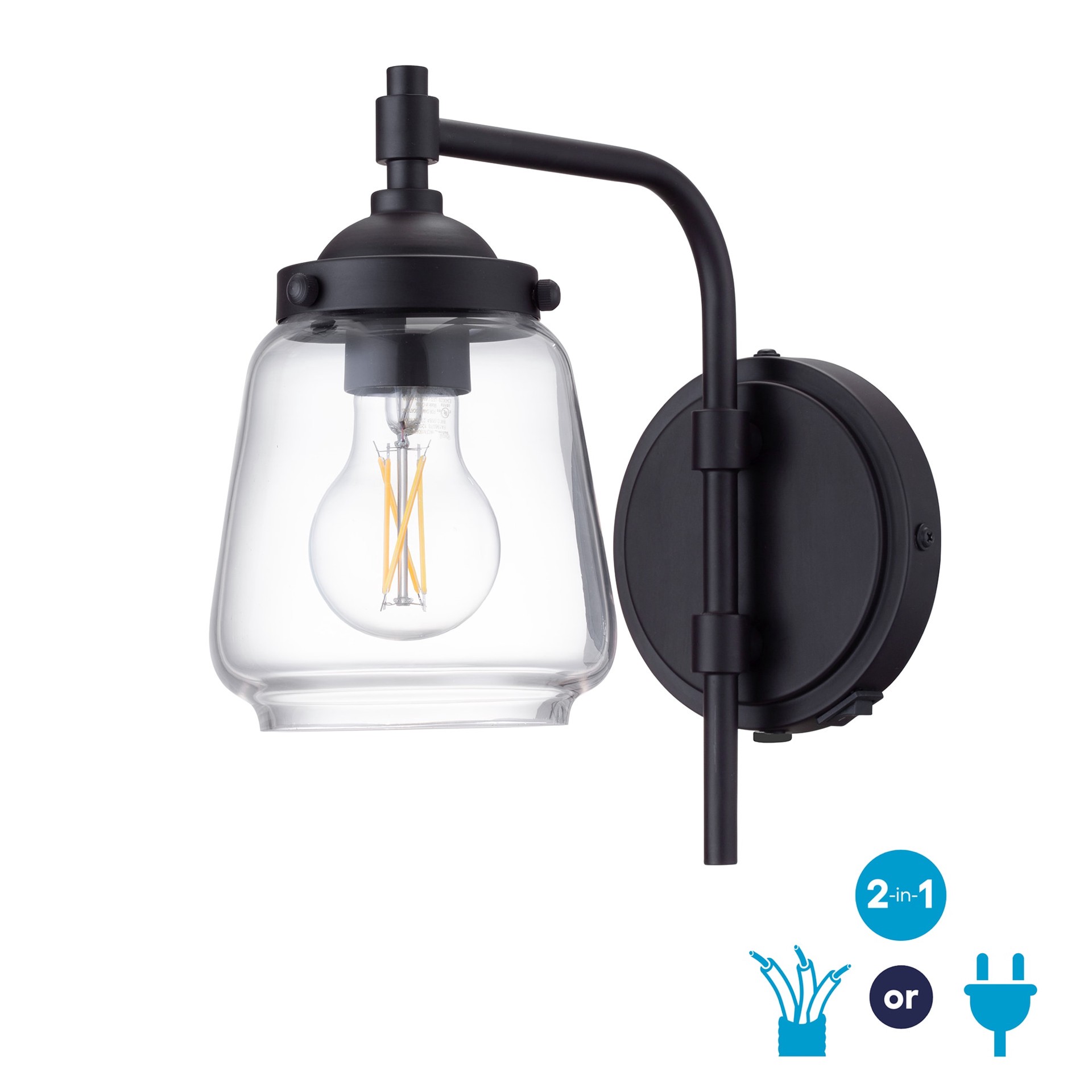 slide 1 of 6, allen + roth Mahoney 5-in W 1 -Light Satin Bronze Vintage Wall Sconce, 1 ct