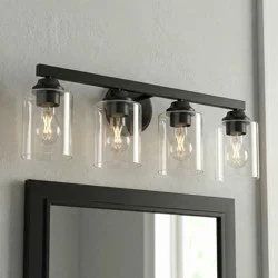 allen + roth Emeryson 24.5-in 4 Light Matte Black Transitional Bathroom Vanity light