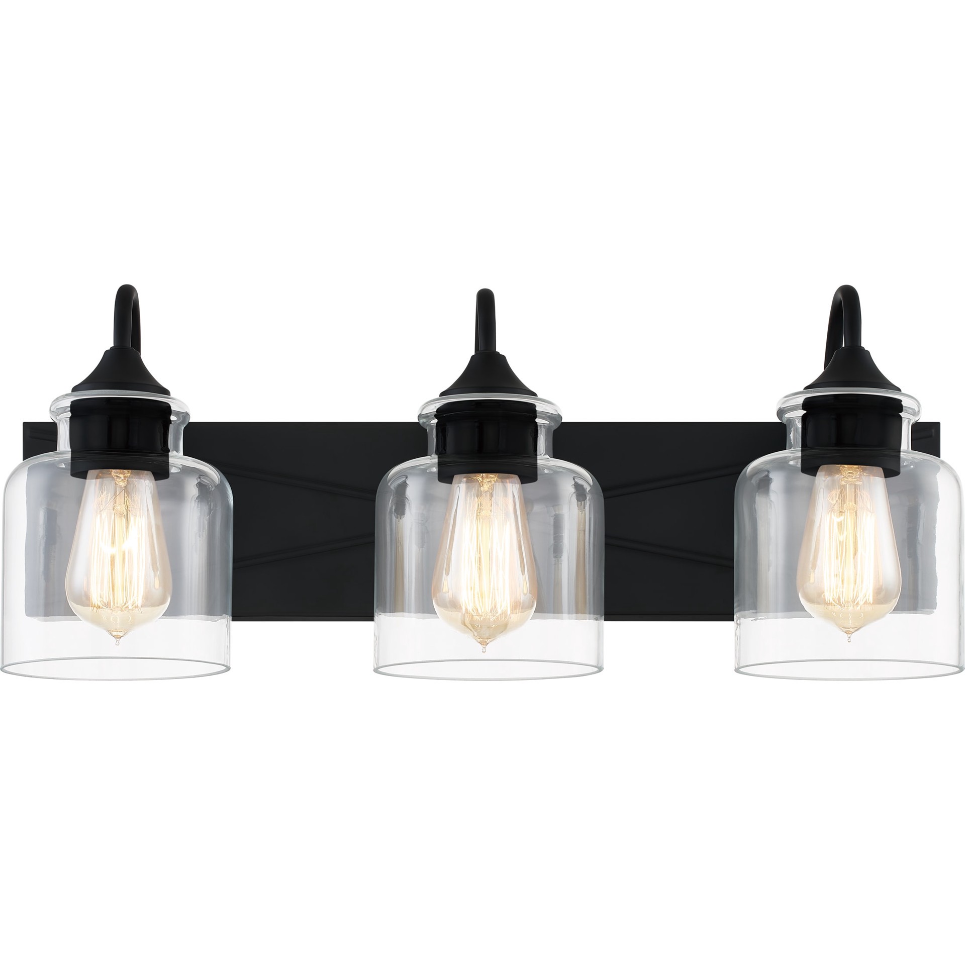 slide 3 of 6, Quoizel Barrow 21-in 3 -Light Matte Black Transitional Vanity light, 1 ct