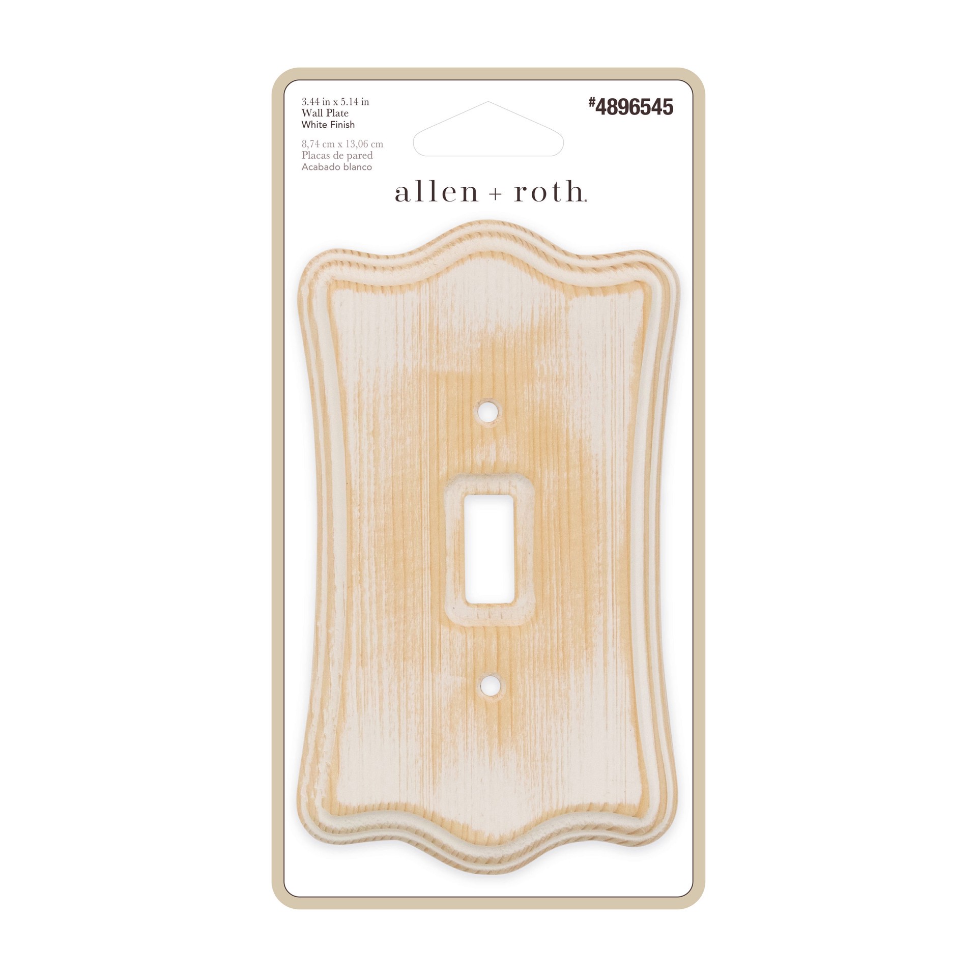 slide 2 of 4, allen + roth 1 -Gang Standard Size Distressed White Wood Indoor Toggle Wall Plate, 1 ct