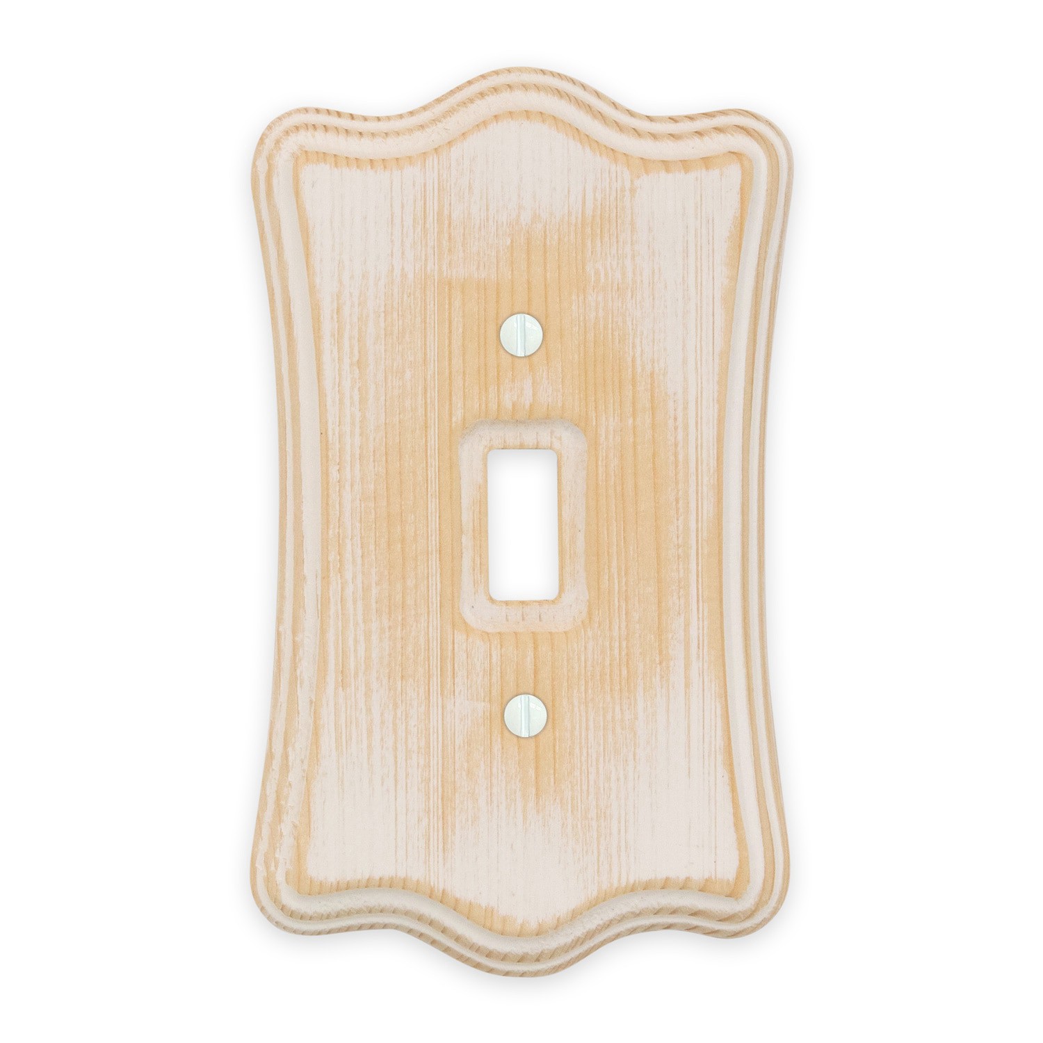 slide 1 of 4, allen + roth 1 -Gang Standard Size Distressed White Wood Indoor Toggle Wall Plate, 1 ct