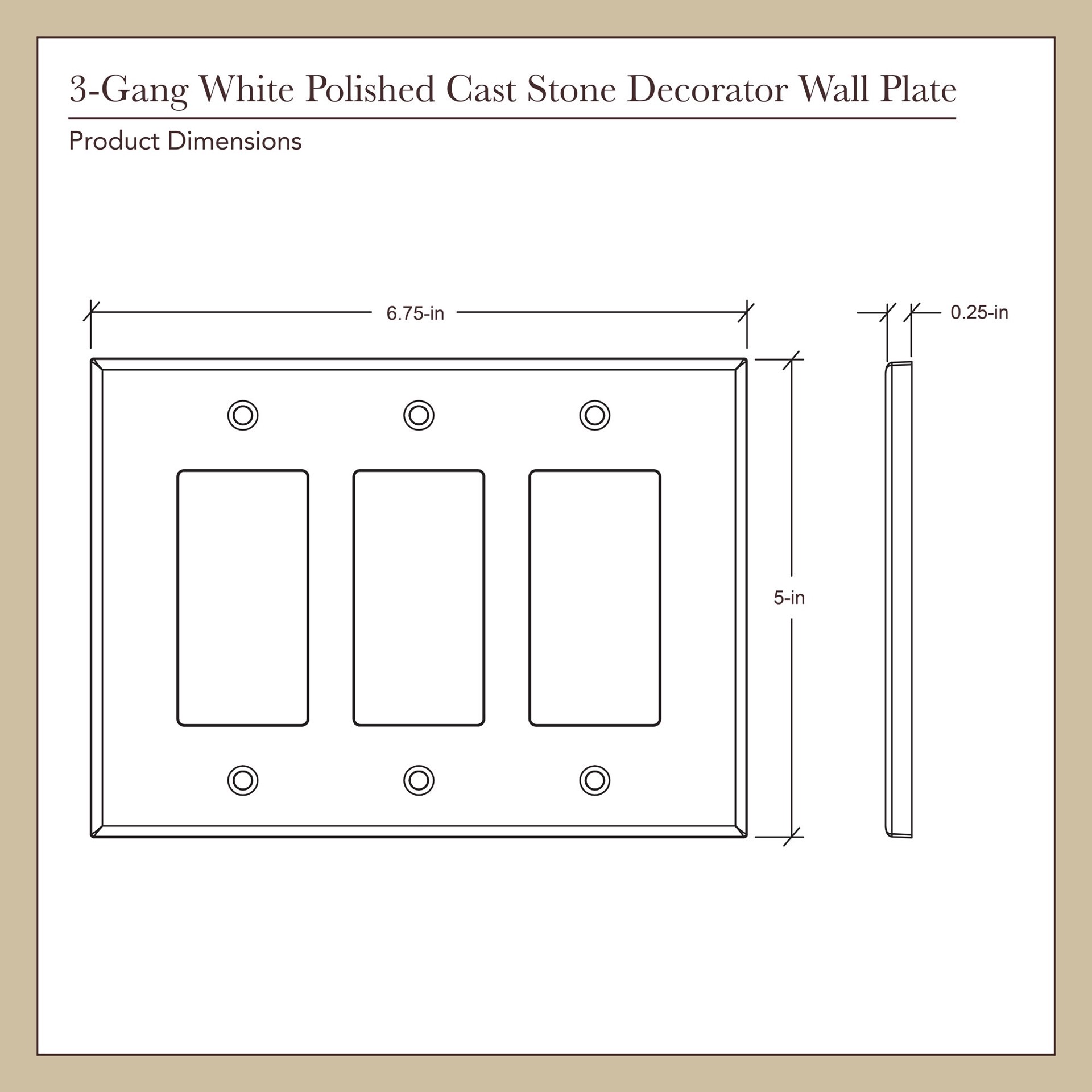 slide 4 of 6, allen + roth Subway 3 -Gang Standard Size White Polished Cast stone Indoor Decorator Wall Plate, 1 ct