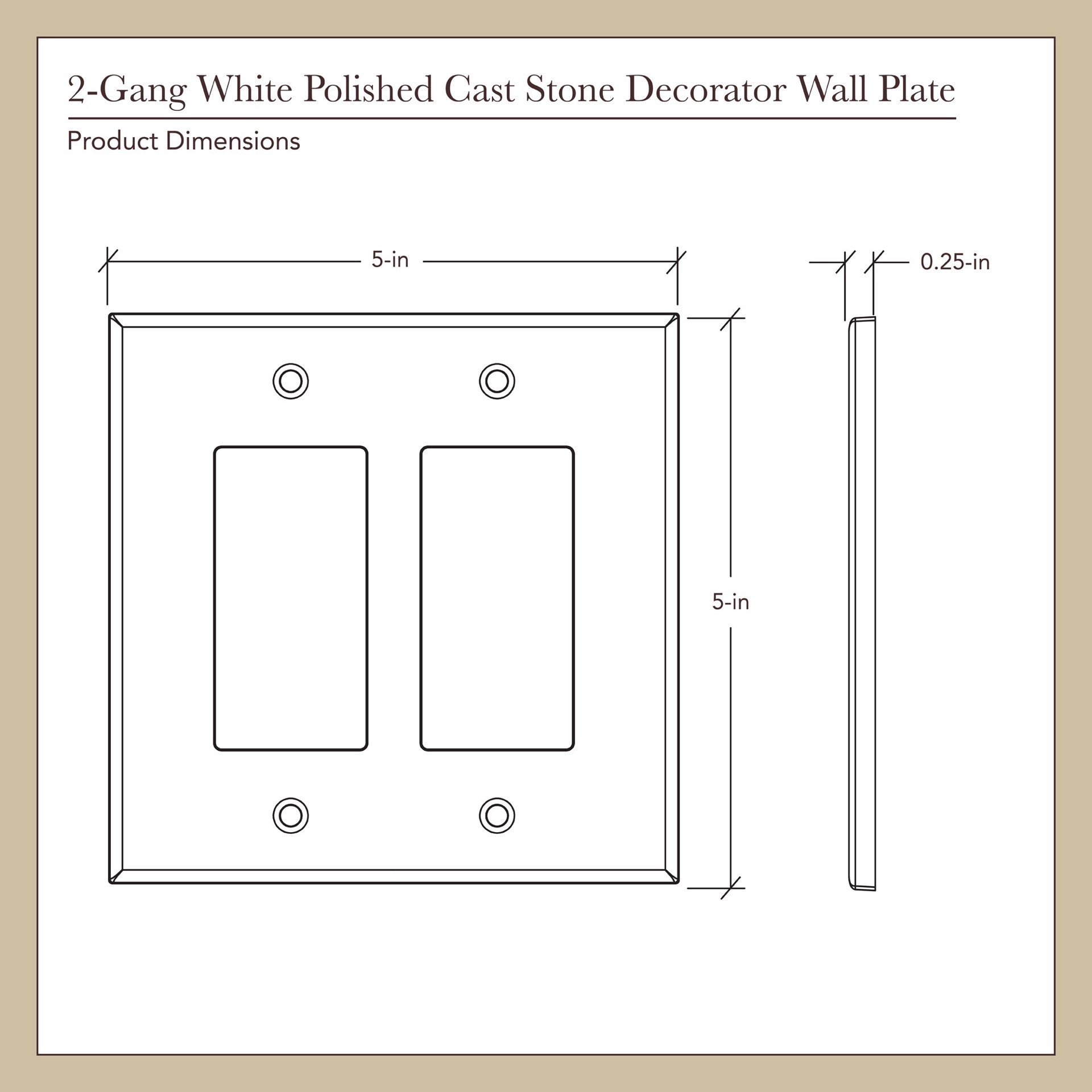 slide 4 of 6, allen + roth Subway 2 -Gang Standard Size White Polished Cast stone Indoor Decorator Wall Plate, 1 ct