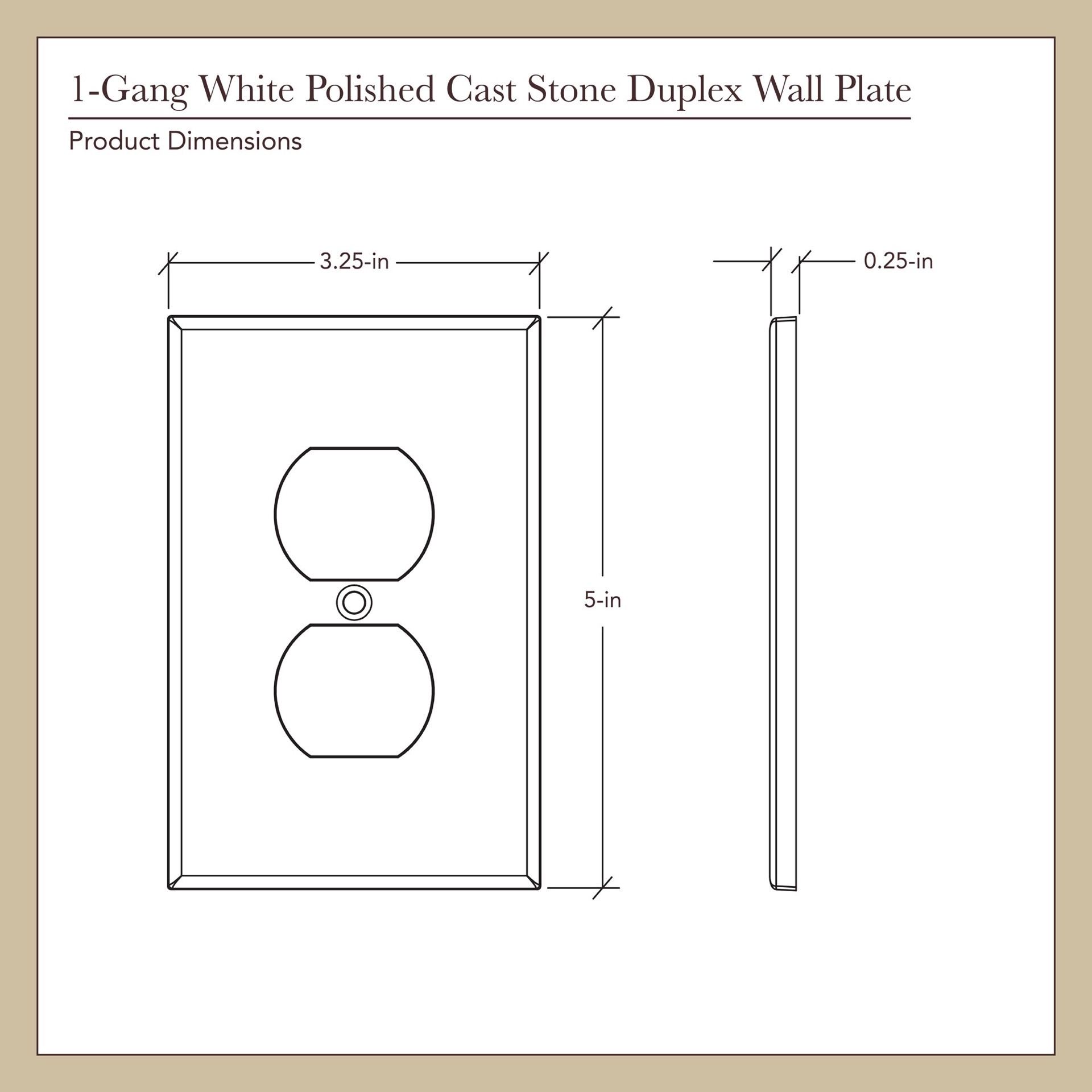 slide 4 of 6, allen + roth Subway 1 -Gang Standard Size White Polished Cast stone Indoor Duplex Wall Plate, 1 ct