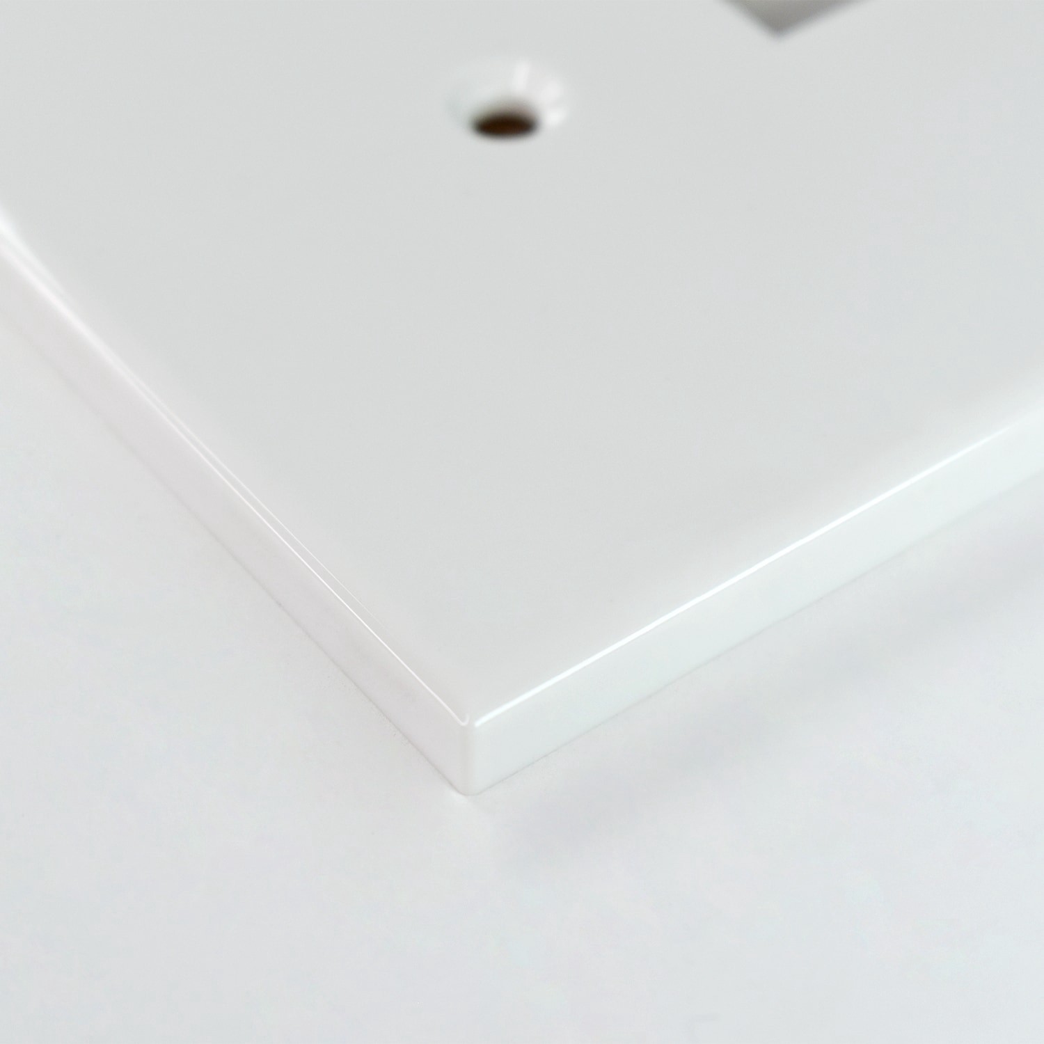 slide 2 of 6, allen + roth Subway 1 -Gang Standard Size White Polished Cast stone Indoor Decorator Wall Plate, 1 ct