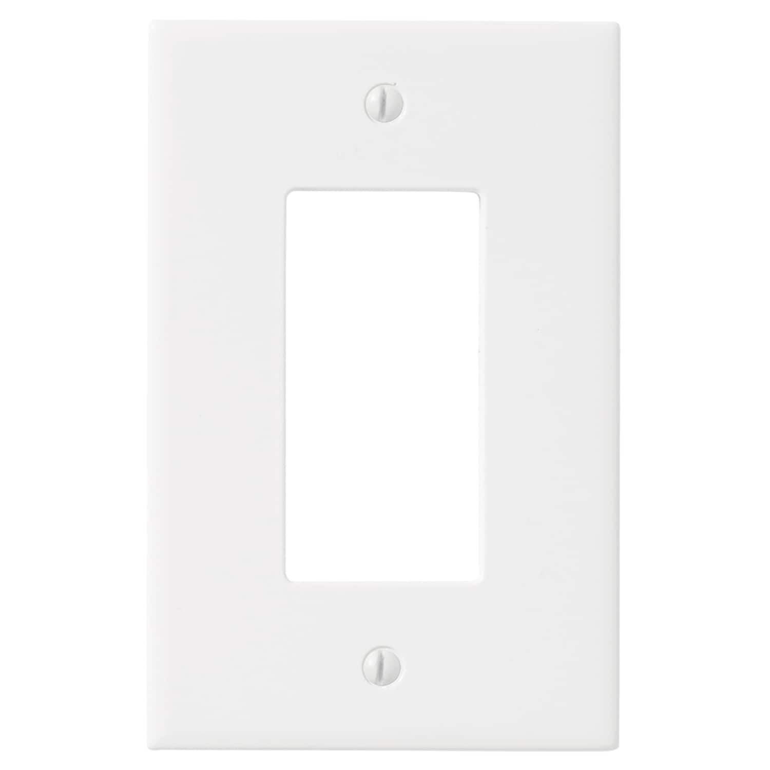 slide 1 of 6, allen + roth Subway 1 -Gang Standard Size White Polished Cast stone Indoor Decorator Wall Plate, 1 ct