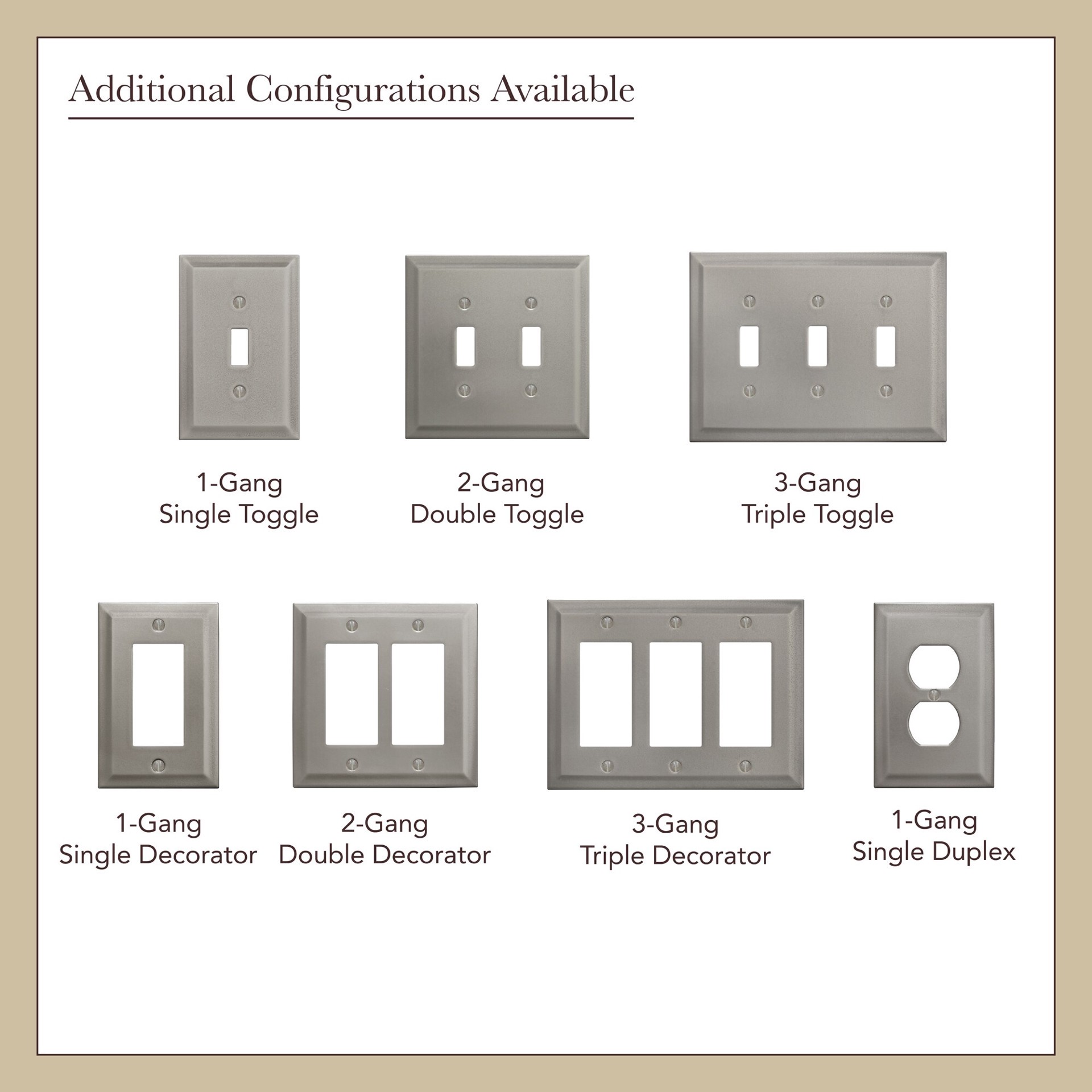 slide 3 of 6, allen + roth allen + roth 1 -Gang Standard Size Brushed Nickel Nickel Indoor Decorator Wall Plate, 1 ct