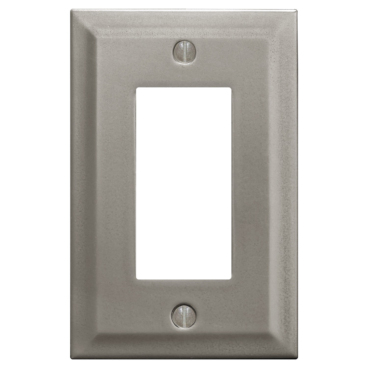slide 1 of 6, allen + roth allen + roth 1 -Gang Standard Size Brushed Nickel Nickel Indoor Decorator Wall Plate, 1 ct