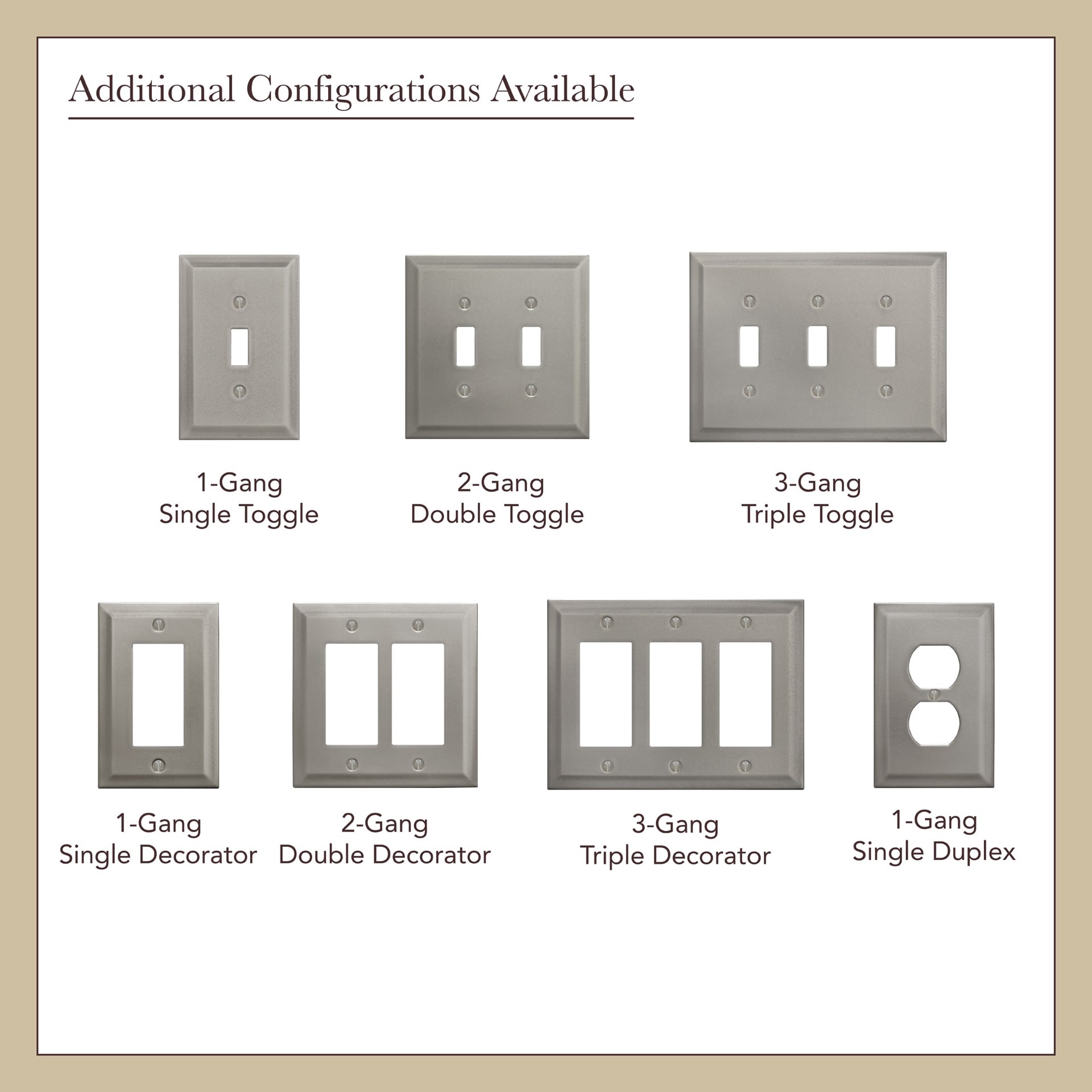 slide 3 of 6, allen + roth allen + roth 1 -Gang Standard Size Brushed Nickel Nickel Indoor Duplex Wall Plate, 1 ct