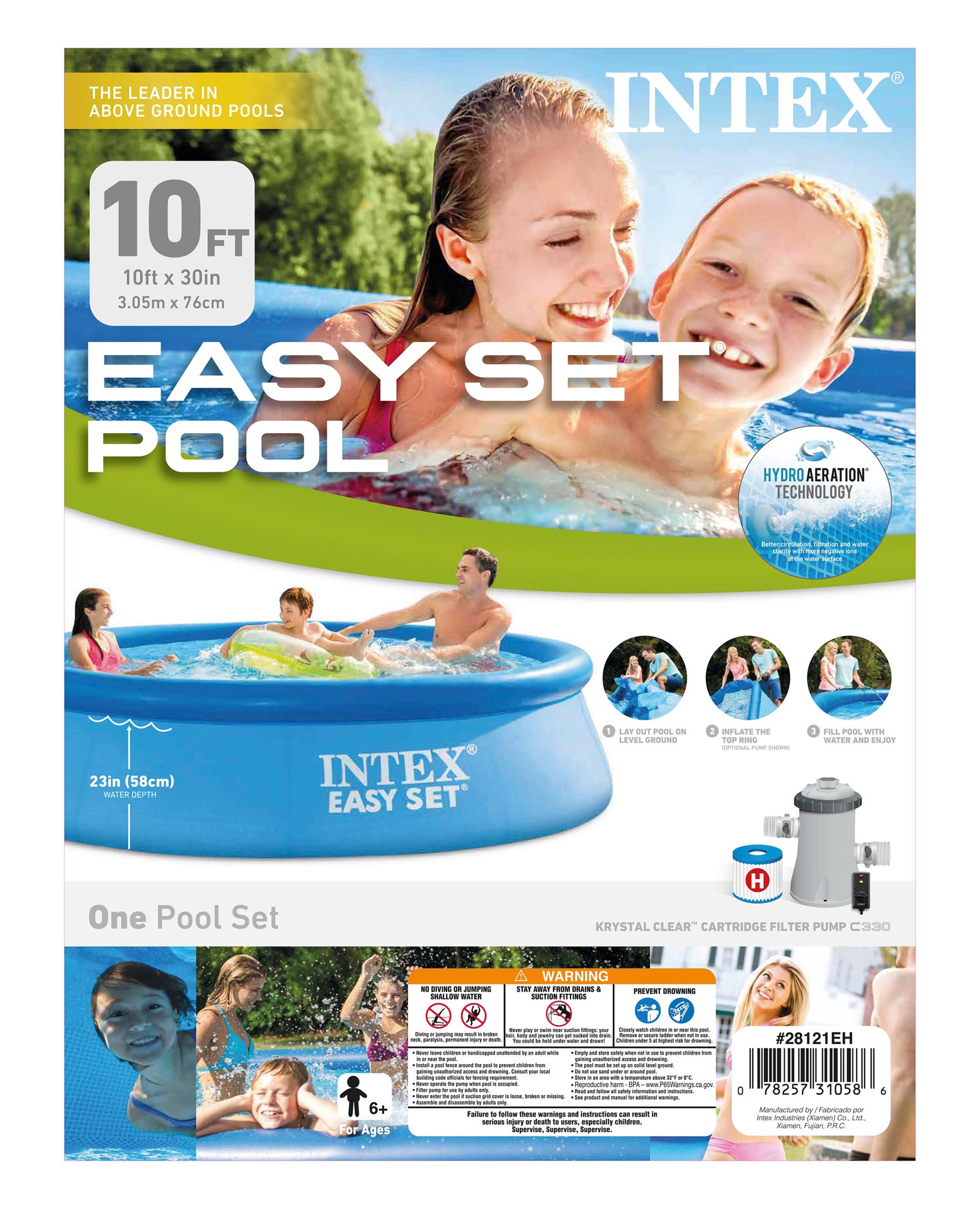 slide 3 of 4, Intex Intex Easy Set Pool 10-ft x 10-ft x 30-in Inflatable top ring Round Above-Ground Pool with Filter Pump, 1 ct
