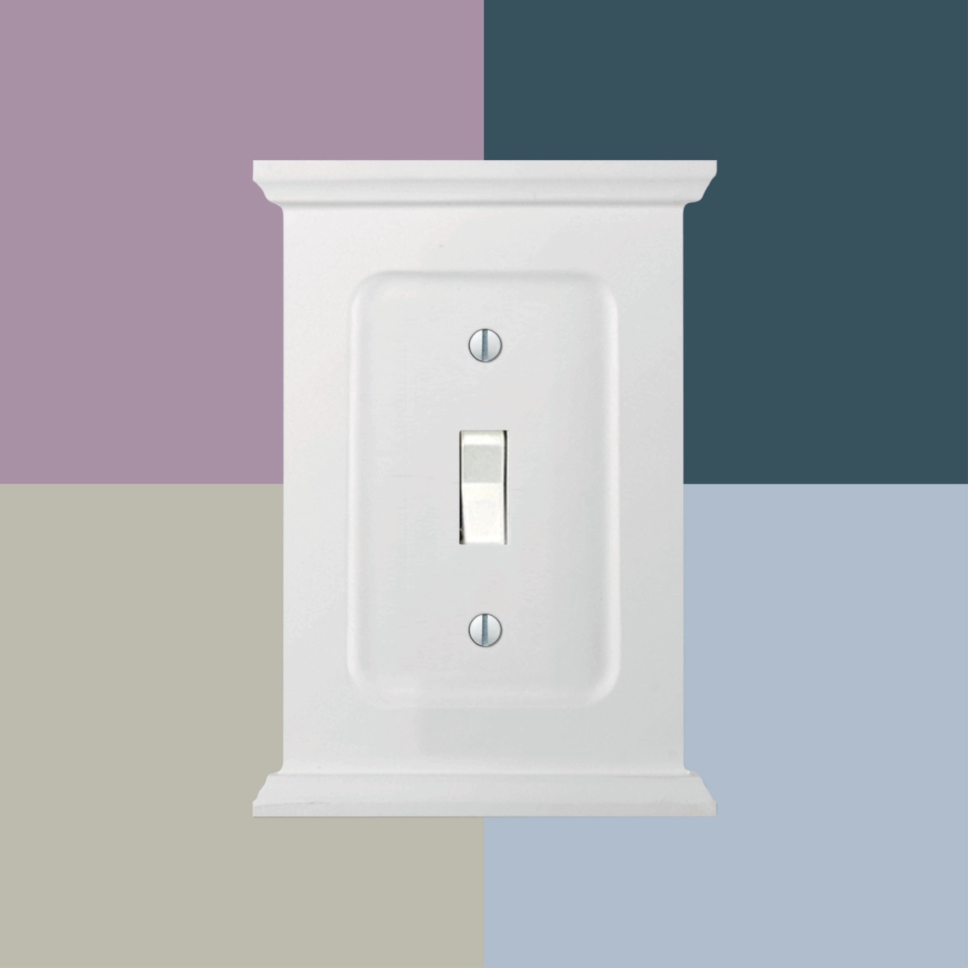 slide 5 of 6, allen + roth Capitol 3 -Gang Specialty Size White Composite wood Indoor Decorator Wall Plate, 1 ct