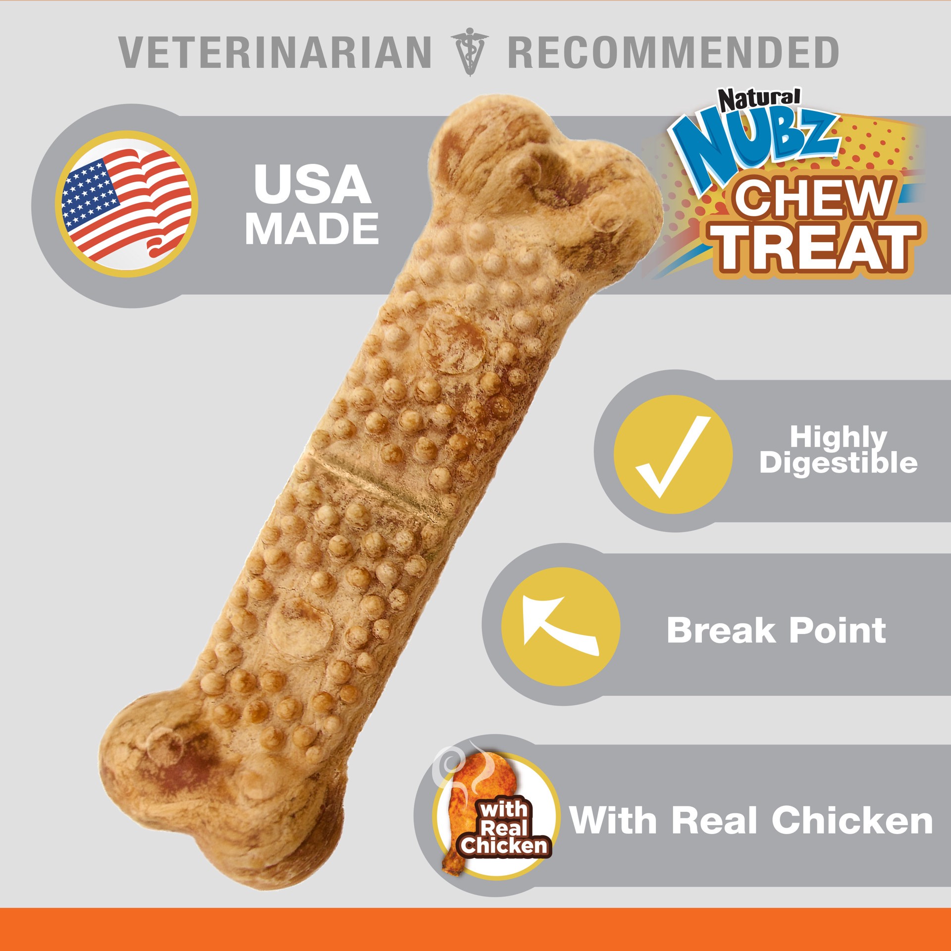 slide 2 of 5, Nylabone Nubz Dental treats for Dog Chicken Flavor 16, 1 ct