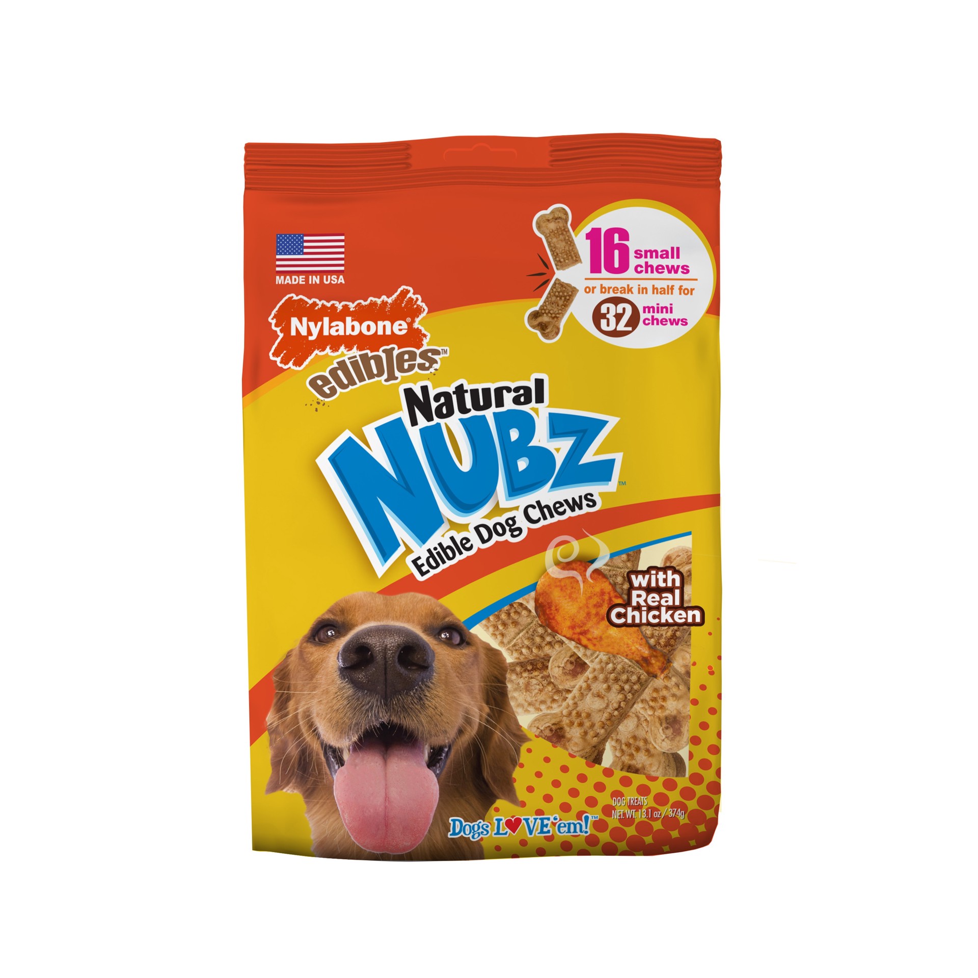 slide 1 of 5, Nylabone Nubz Dental treats for Dog Chicken Flavor 16, 1 ct