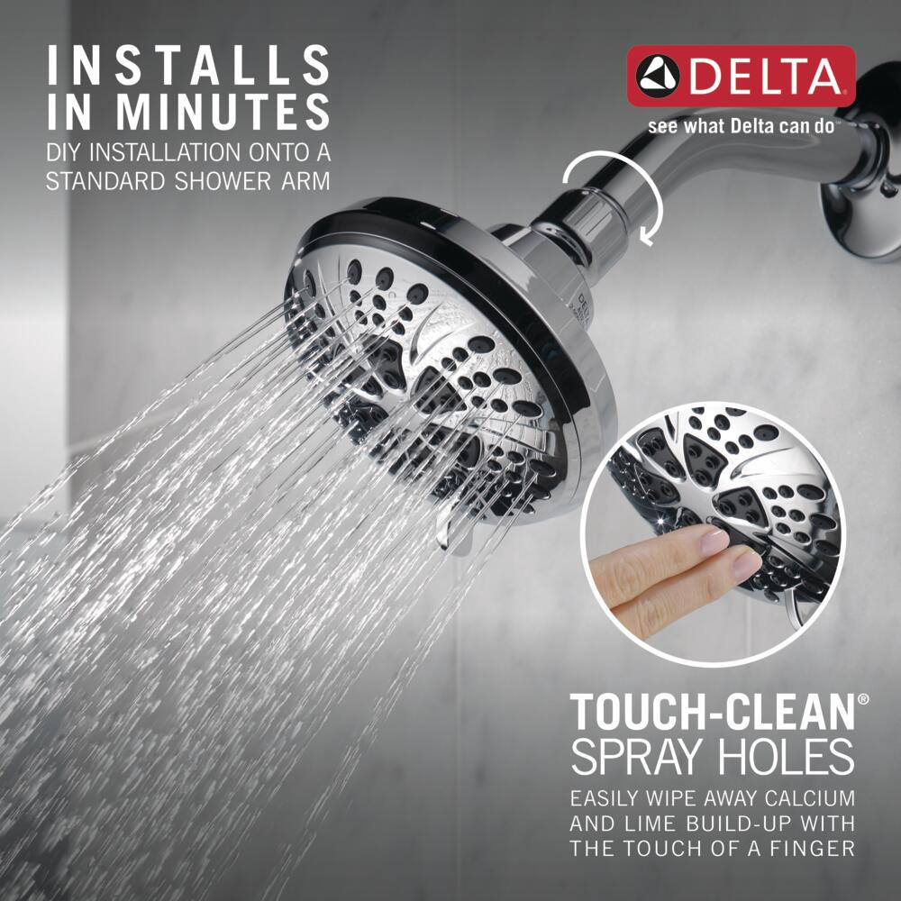 slide 4 of 6, Delta 6.0 -Spray Chrome 4.38-in Round High Pressure Shower Head 1.75 GPM, 1 ct