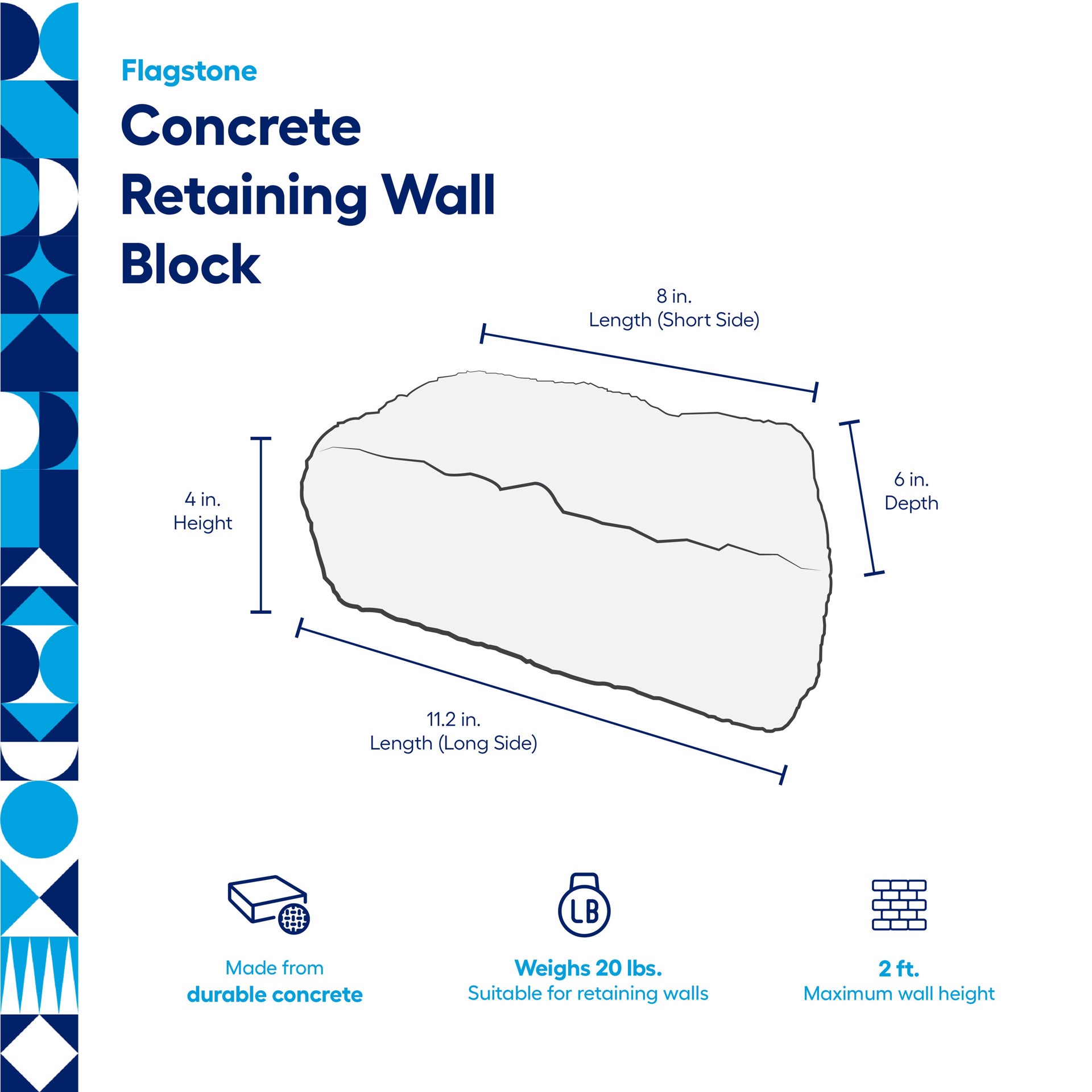slide 2 of 2, Oldcastle 4-in H x 11.2-in L x 6-in D Gray Concrete Retaining wall block, 1 ct