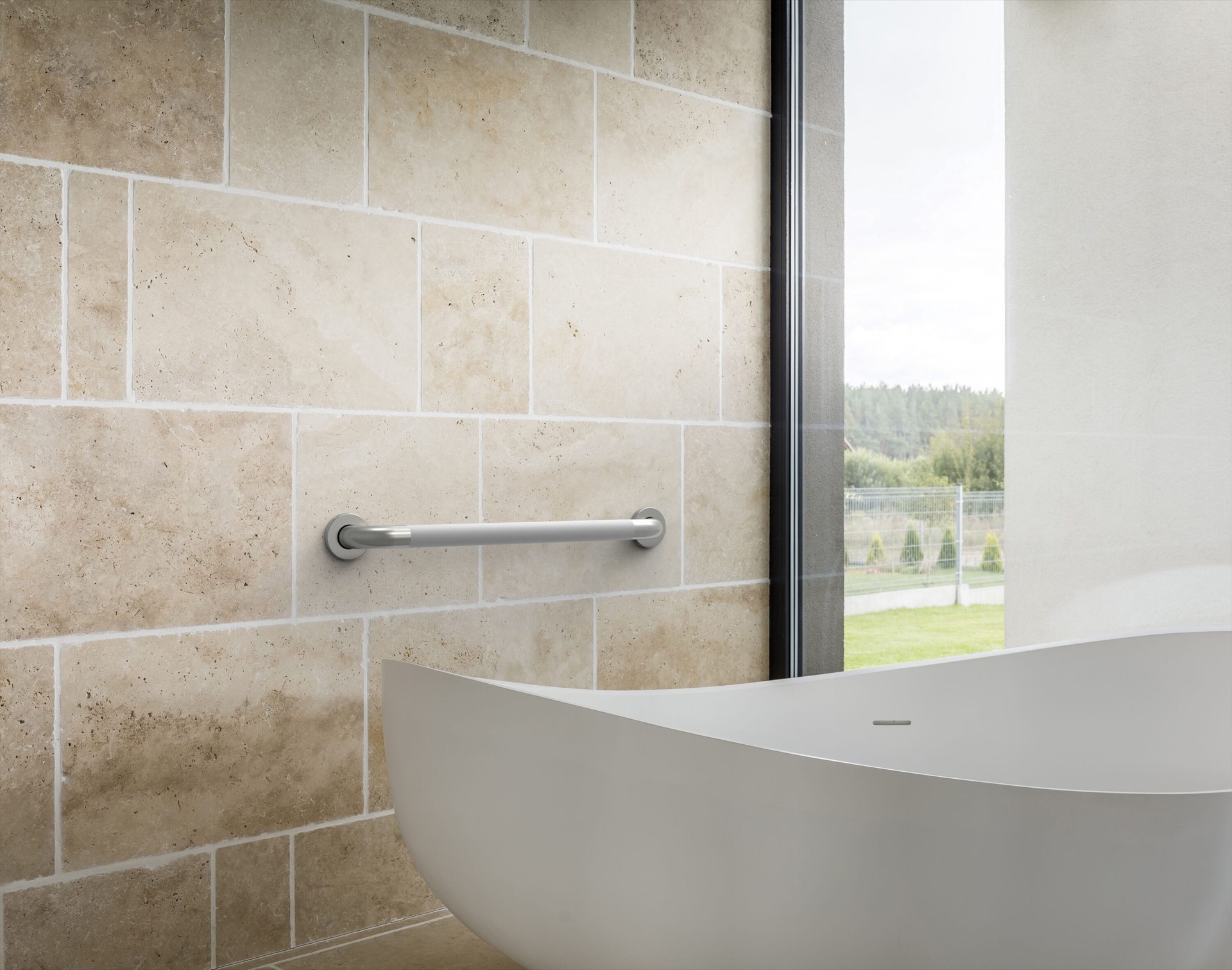 slide 5 of 5, Project Source Concealed Peened 24-in Stainless Steel Wall mount ADA Compliant Grab Bar ( 500-lb Weight Capacity ), 1 ct