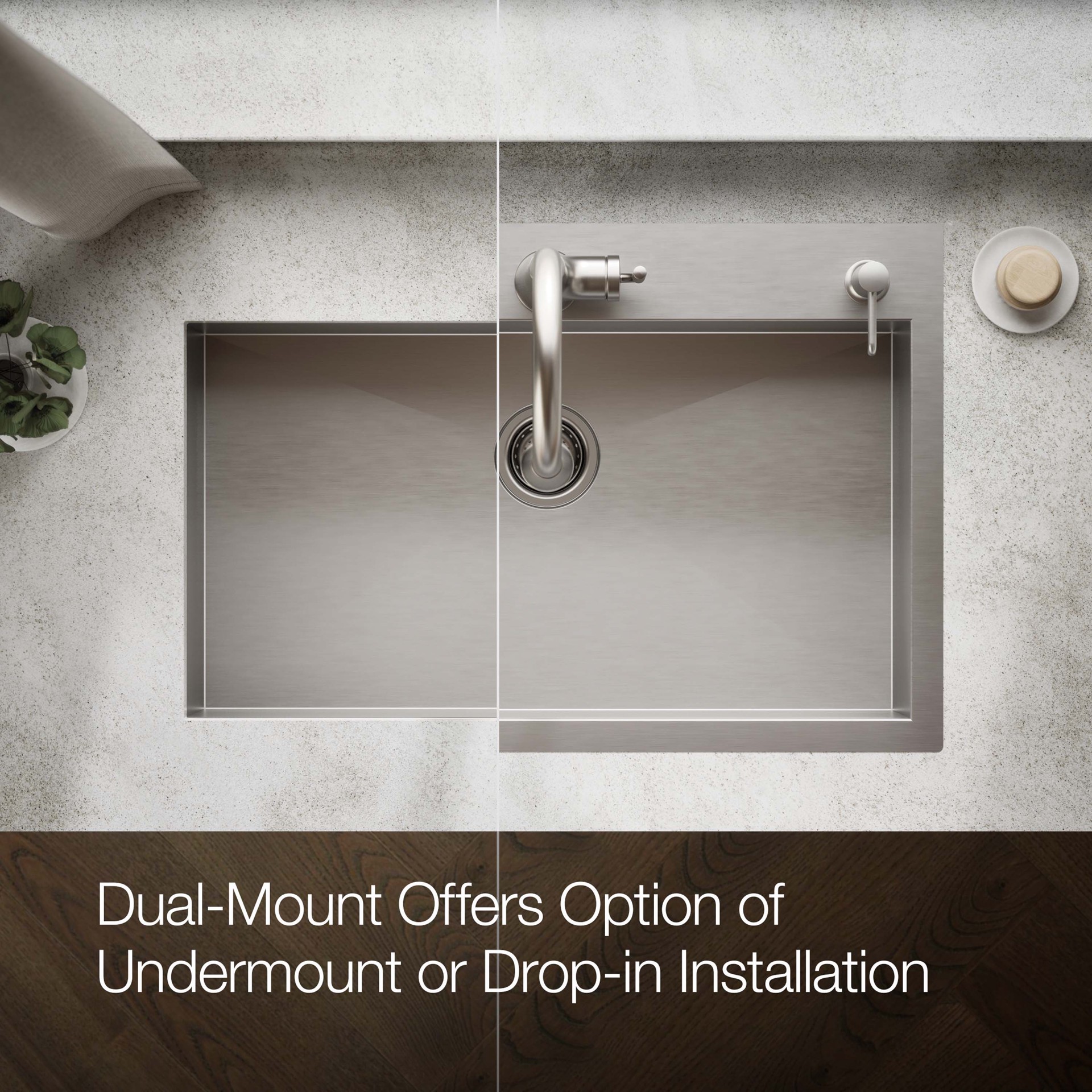 slide 6 of 6, KOHLER Decree Drop-in or undermount 33-in x 22-in Stainless steel Single bowl 18 -Gauge Kitchen Sink, 1 ct