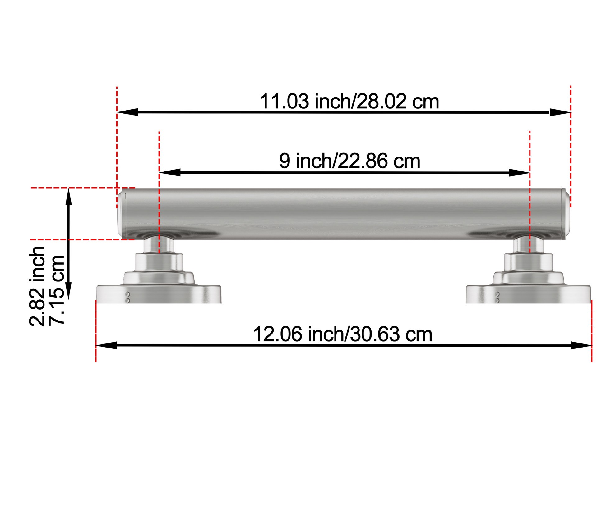 slide 3 of 6, allen + roth Townley 9-in Brushed nickel Wall mount ADA Compliant Grab Bar ( 500-lb Weight Capacity ), 1 ct