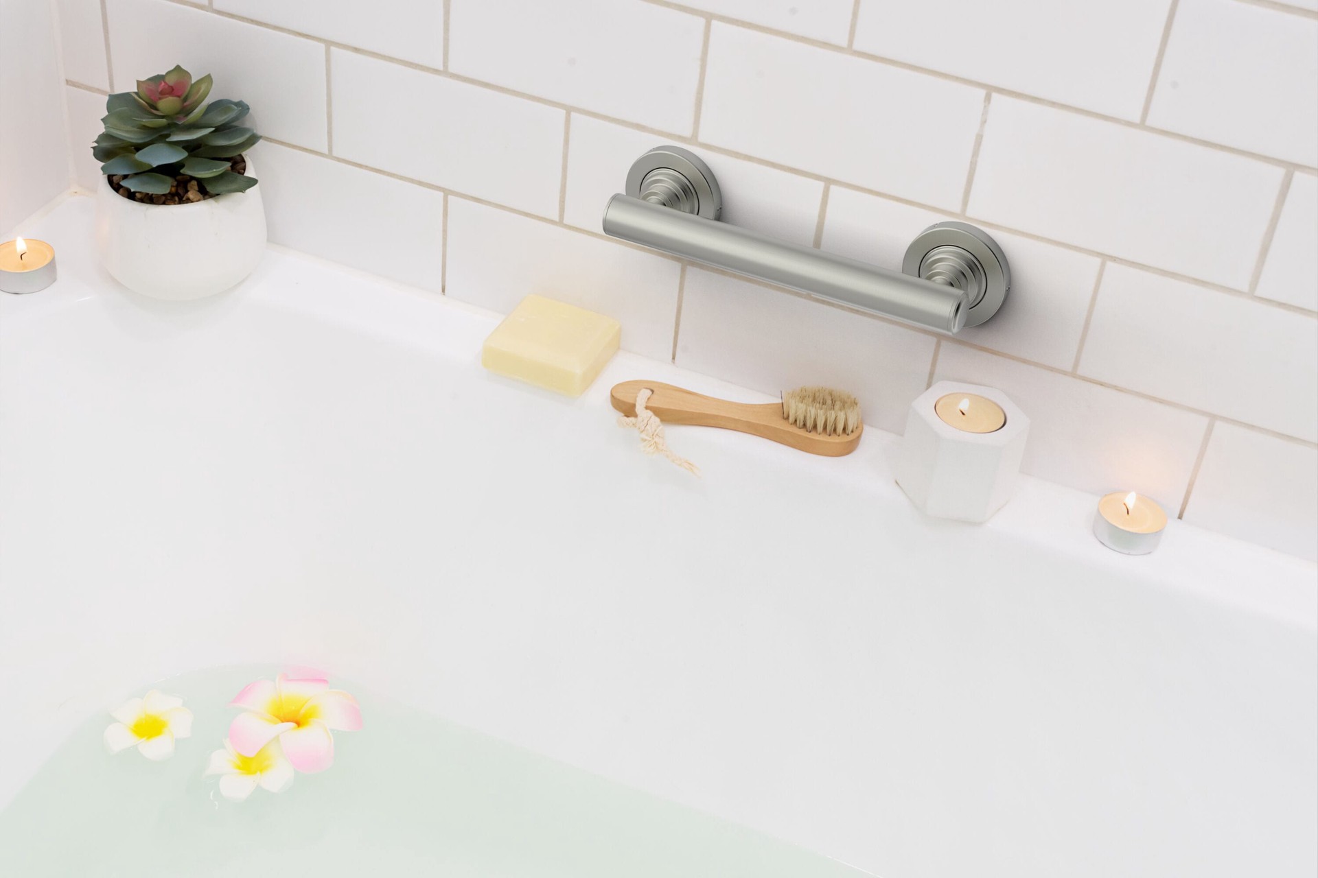 slide 6 of 6, allen + roth Townley 9-in Brushed nickel Wall mount ADA Compliant Grab Bar ( 500-lb Weight Capacity ), 1 ct