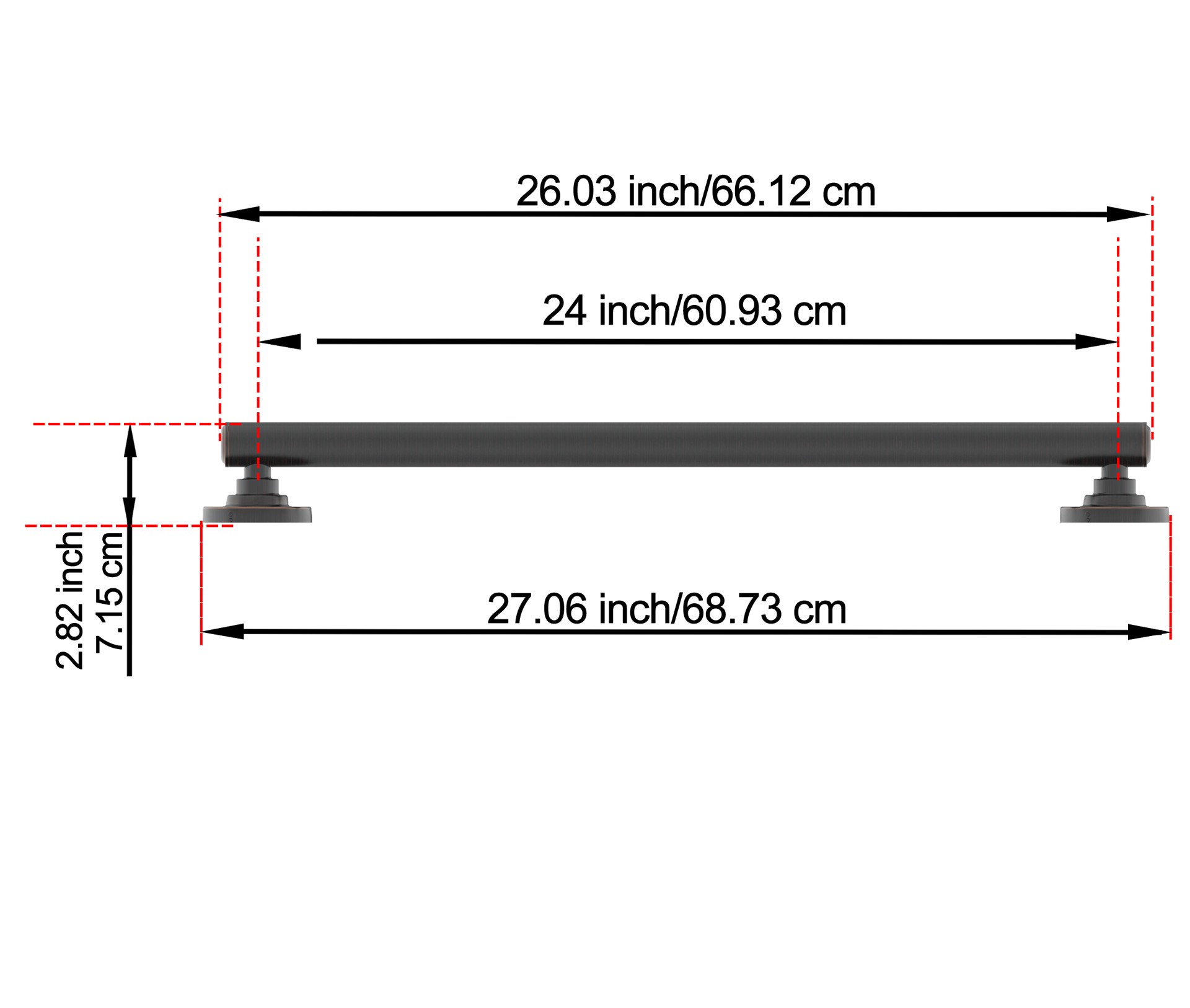 slide 3 of 6, allen + roth Townley 24-in Oil Rubbed Bronze Wall mount ADA Compliant Grab Bar ( 500-lb Weight Capacity ), 1 ct