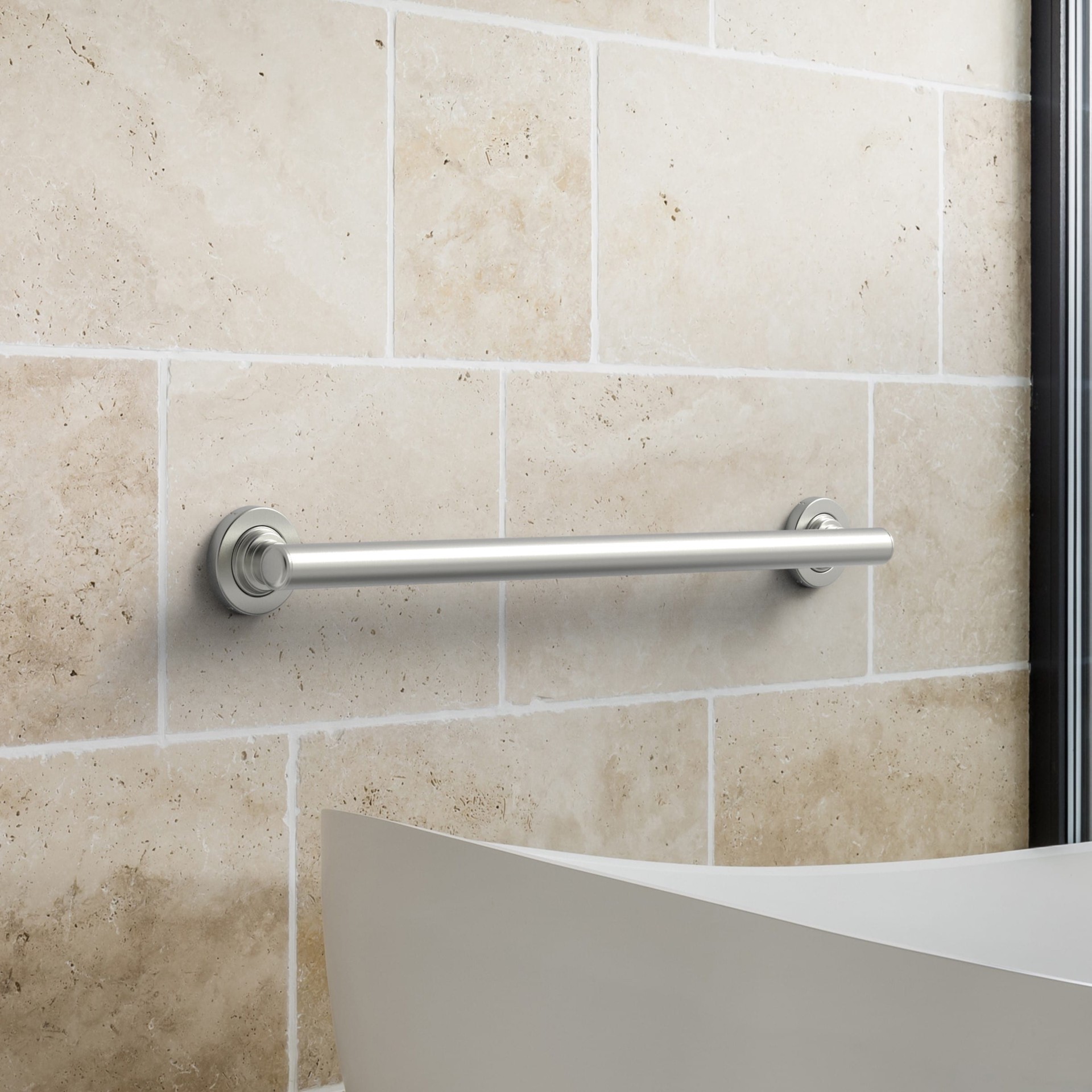 slide 3 of 6, allen + roth Townley 24-in Brushed nickel Wall mount ADA Compliant Grab Bar ( 500-lb Weight Capacity ), 1 ct