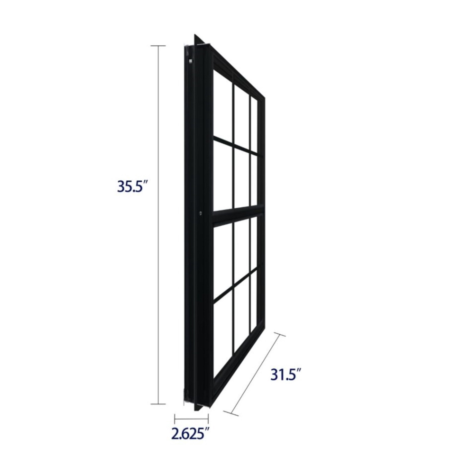 slide 6 of 6, RELIABILT 46000 Series 31-1/2-in x 35-1/2-in Black Exterior Aluminum New Construction Single Hung Window Low-E Double Pane Glass with Grids, (Half Screen Included), 1 ct