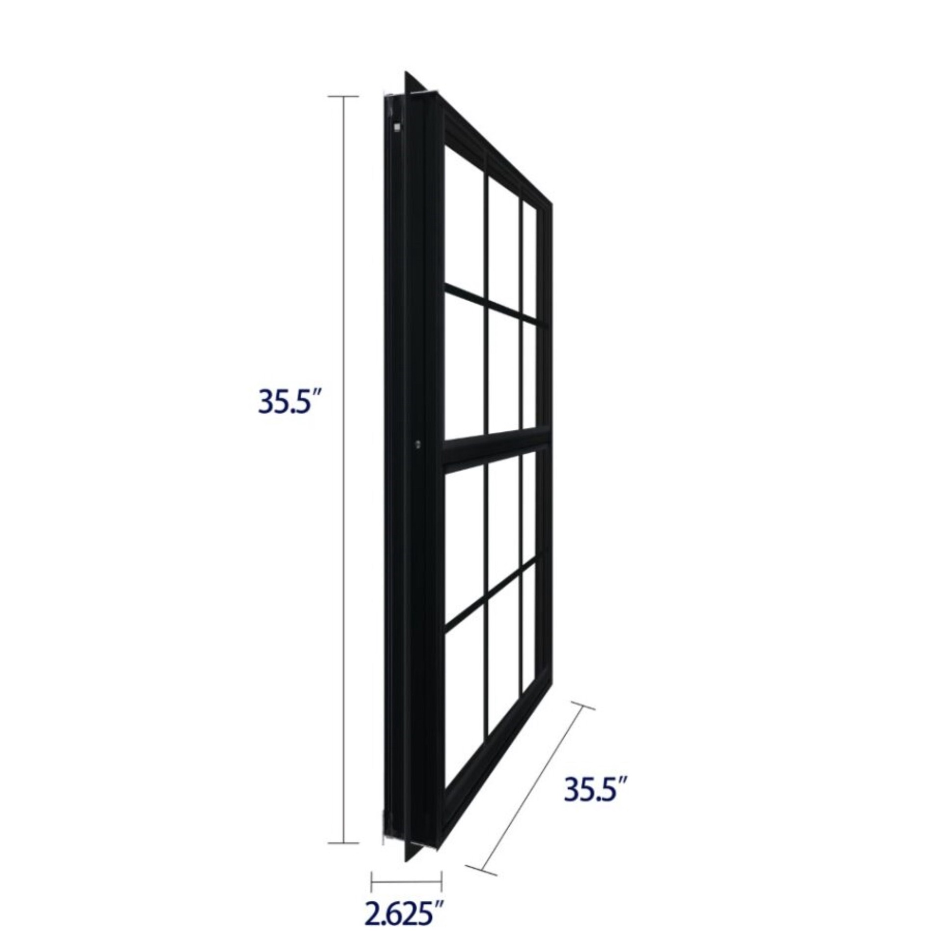 slide 6 of 6, RELIABILT 46000 Series 35-1/2-in x 35-1/2-in Black Exterior Aluminum New Construction Single Hung Window Low-E Double Pane Glass with Grids, (Half Screen Included), 1 ct
