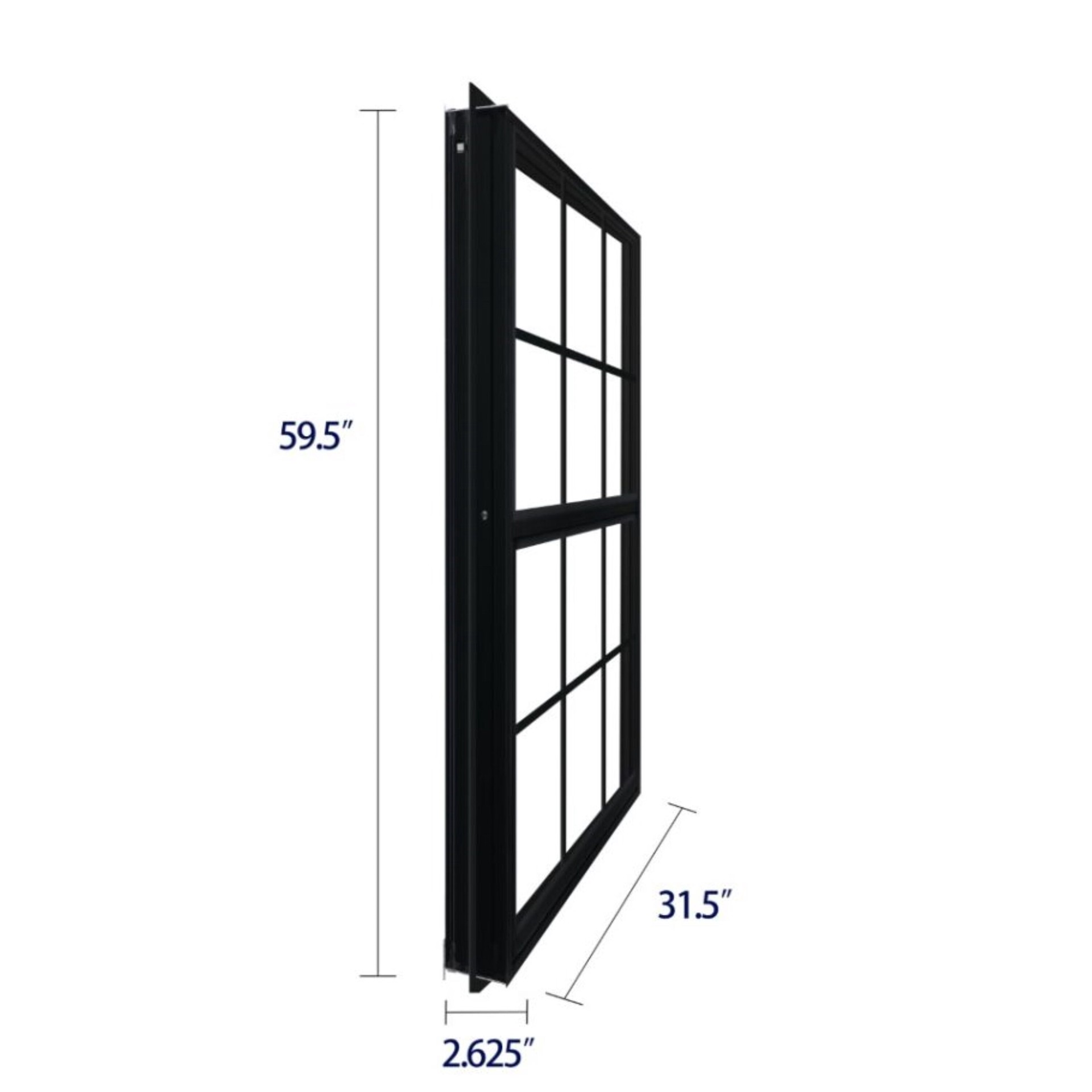 slide 6 of 6, RELIABILT 46000 Series 31-1/2-in x 59-1/2-in Black Exterior Aluminum New Construction Single Hung Window Low-E Double Pane Glass with Grids, (Half Screen Included), 1 ct