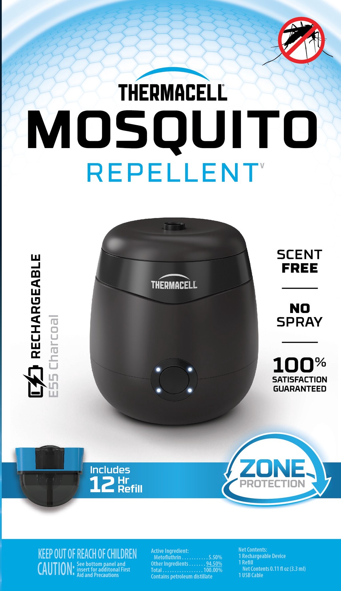 slide 1 of 6, Thermacell 1 Count Rechargeable Charcoal Mosquito Repeller Deet Free Outdoor Electronic, 1 ct