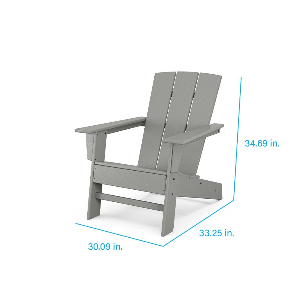 slide 2 of 6, allen + roth by POLYWOOD Oakport Slate Gray HDPE Frame Stationary Adirondack Chair with Slat Seat, 1 ct