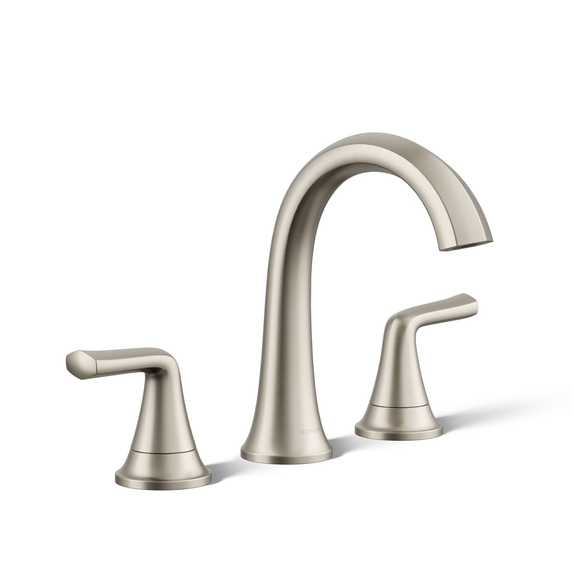 slide 2 of 6, KOHLER Desette Brushed Nickel Widespread 2-handle WaterSense Mid-arc Residential Handle Bathroom Sink Faucet with Drain, 1 ct
