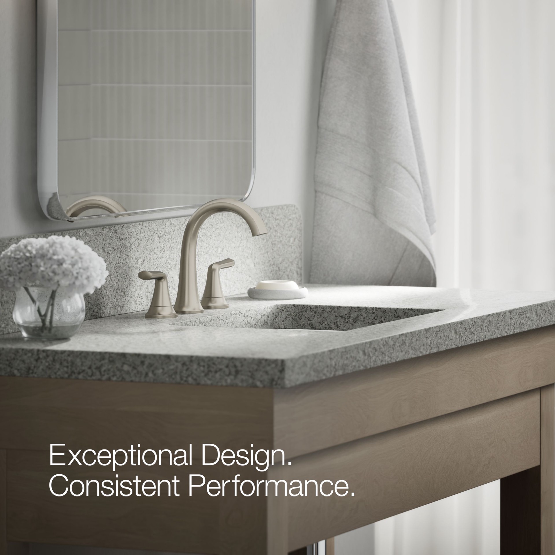 slide 4 of 6, KOHLER Desette Brushed Nickel Widespread 2-handle WaterSense Mid-arc Residential Handle Bathroom Sink Faucet with Drain, 1 ct