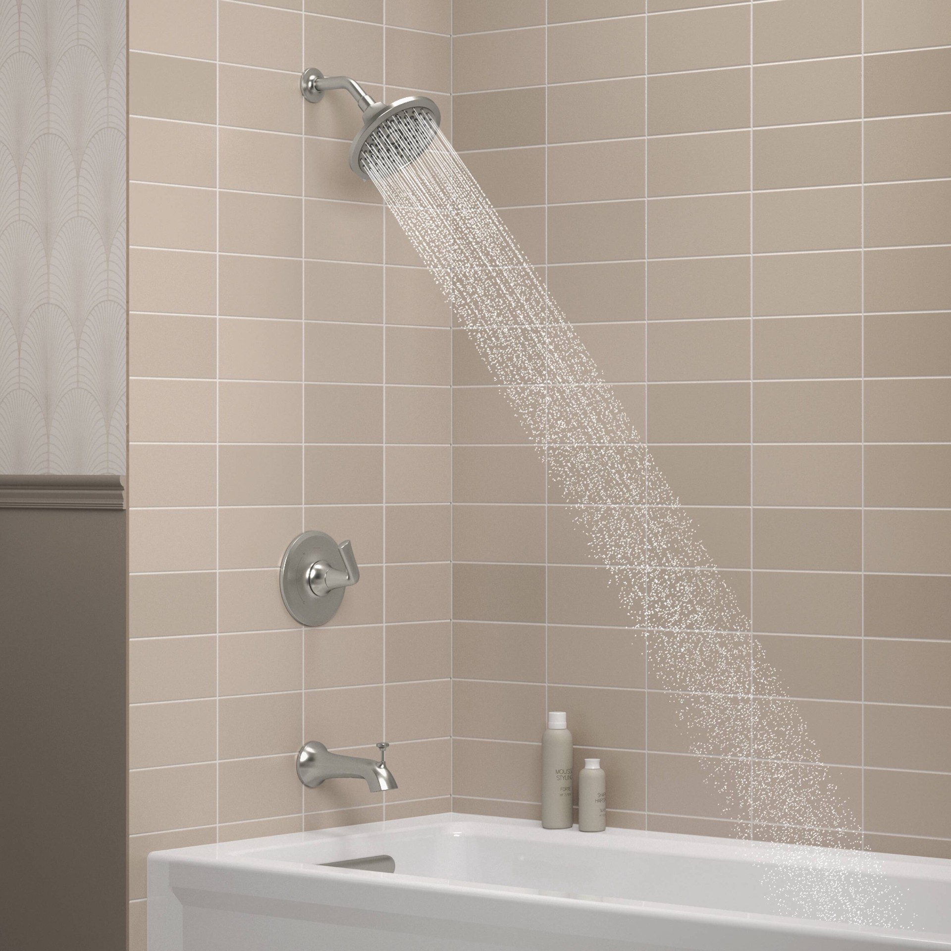 slide 3 of 6, KOHLER Desette Vibrant Brushed Nickel 1-handle 6.47-in Round Bathtub and shower Faucet with Valve (Multi-function), 1 ct