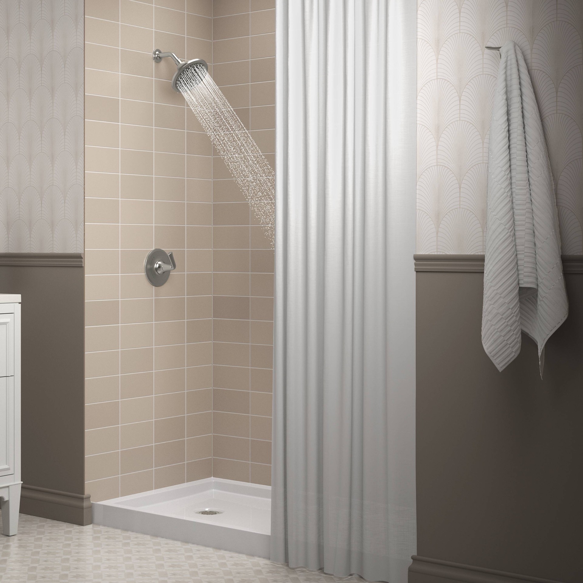 slide 4 of 6, KOHLER Desette Vibrant Brushed Nickel 1-handle 6.47-in Round Bathtub and shower Faucet with Valve (Multi-function), 1 ct