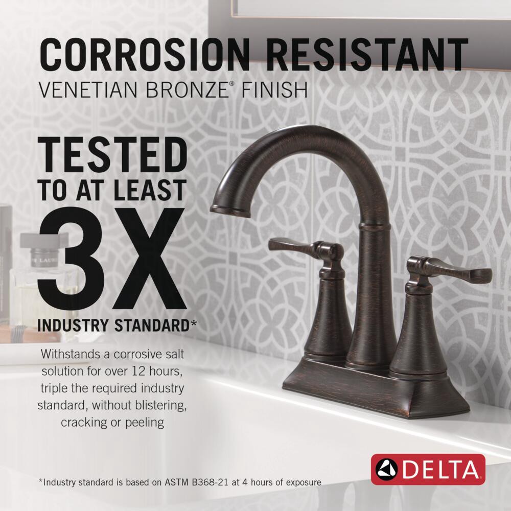 slide 2 of 6, Delta Archdale Venetian Bronze 4-in centerset 2-handle WaterSense Mid-arc Residential Handle Bathroom Sink Faucet with Drain, 1 ct