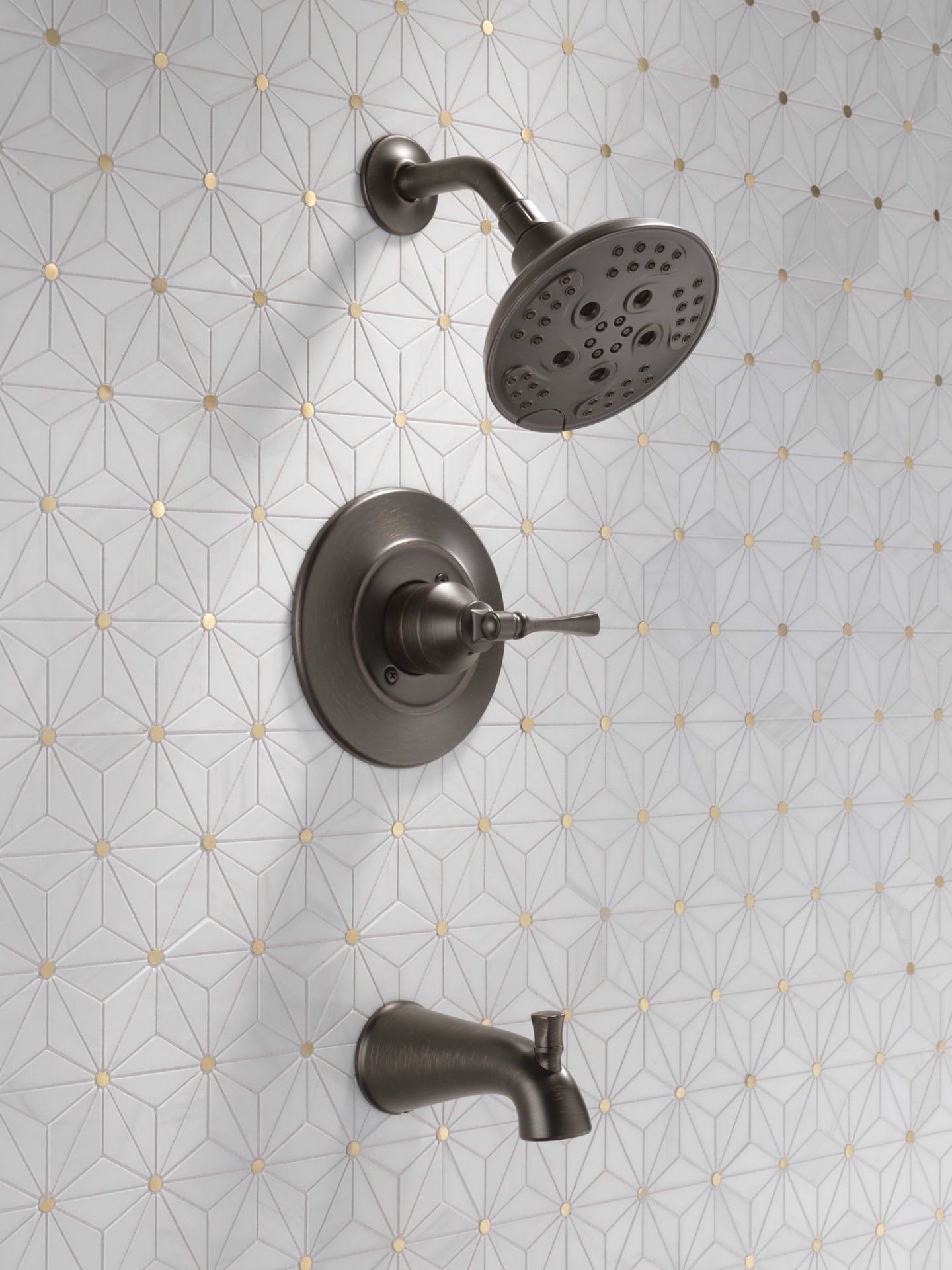 slide 2 of 6, Delta Archdale Venetian Bronze 1-handle 6-in Round Bathtub and shower Faucet with Valve (Multi-function), 1 ct