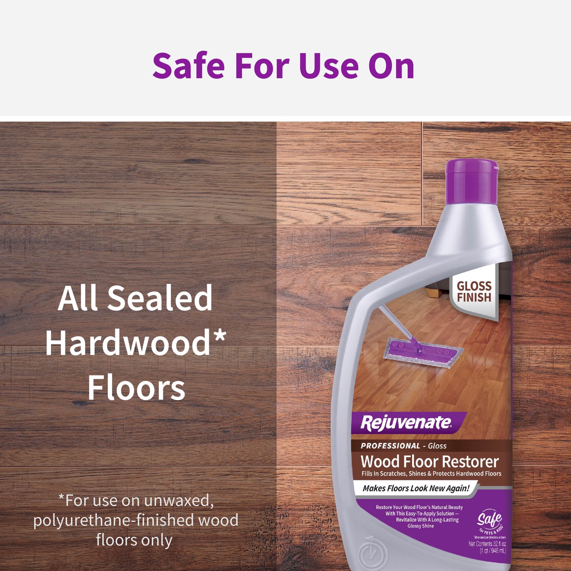 slide 6 of 6, Rejuvenate Professional Wood Restorer High gloss Floor Polish 32 Fluid ounce (s), 1 ct