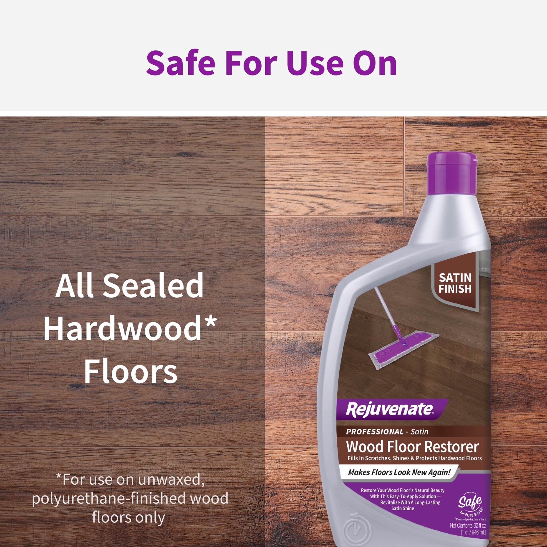 slide 6 of 6, Rejuvenate Professional Wood Restorer Satin Floor Polish 32 Fluid ounce (s), 1 ct