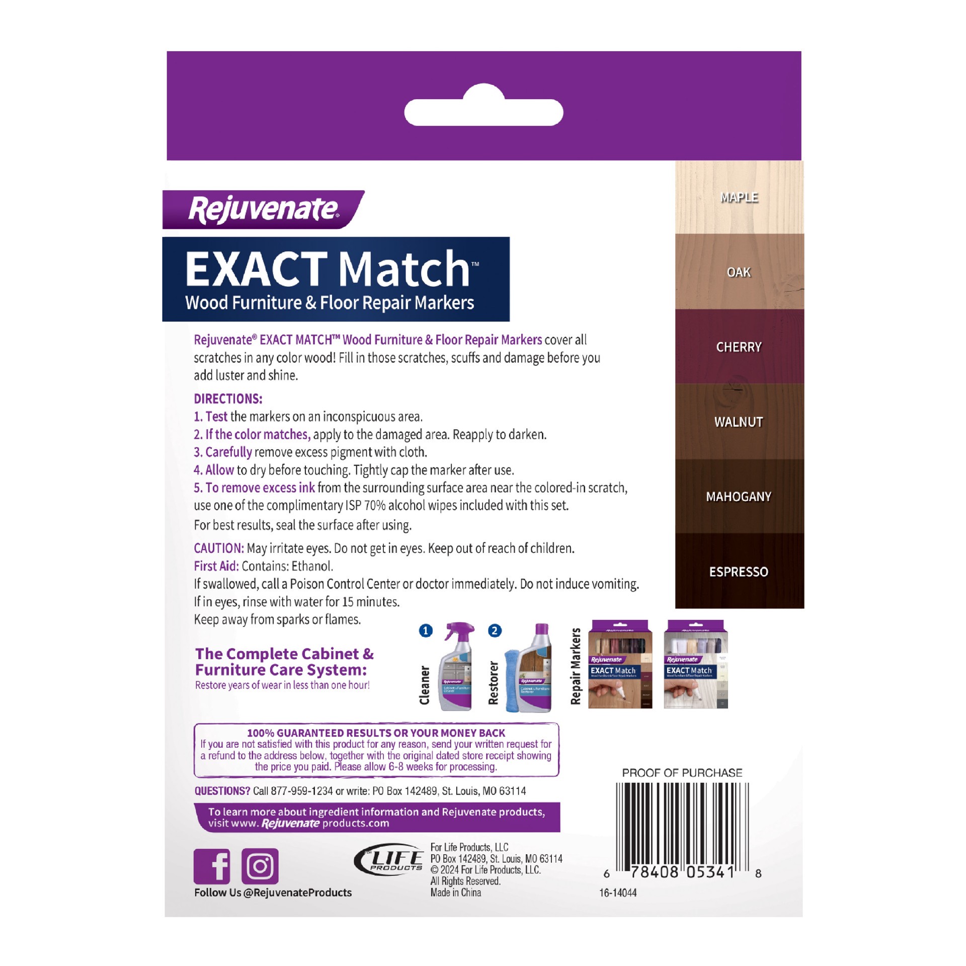 slide 5 of 6, Rejuvenate Exact Match Wood Furniture Floor Repair Markers Maple, Oak, Cherry, Walnut, Mahogany, Espresso Water-based Stain marker, 1 ct